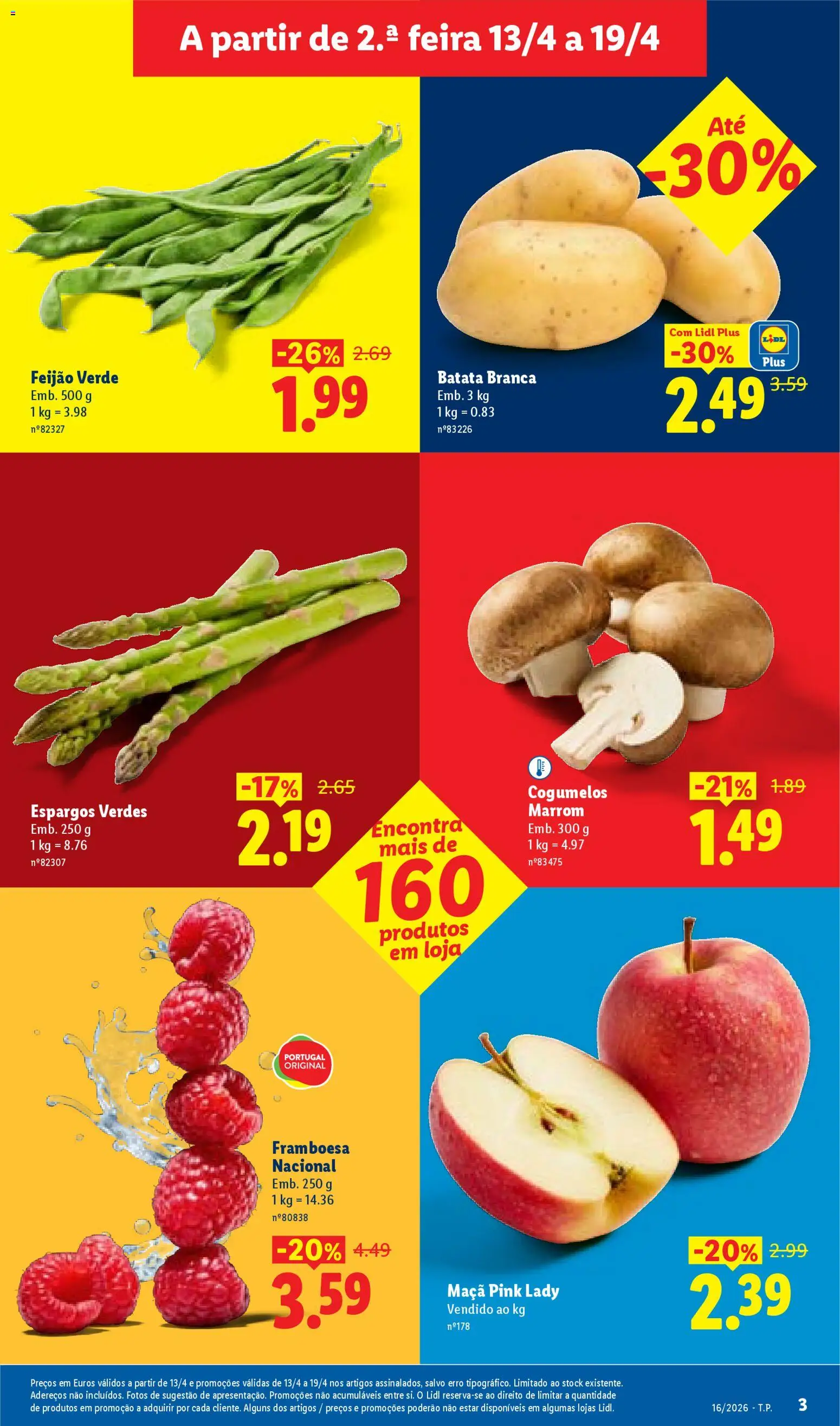 Lidl folheto │ válido de 13.04.2026 | Página: 3 | Produtos: Espargos, Batata, Maça, Cogumelos
