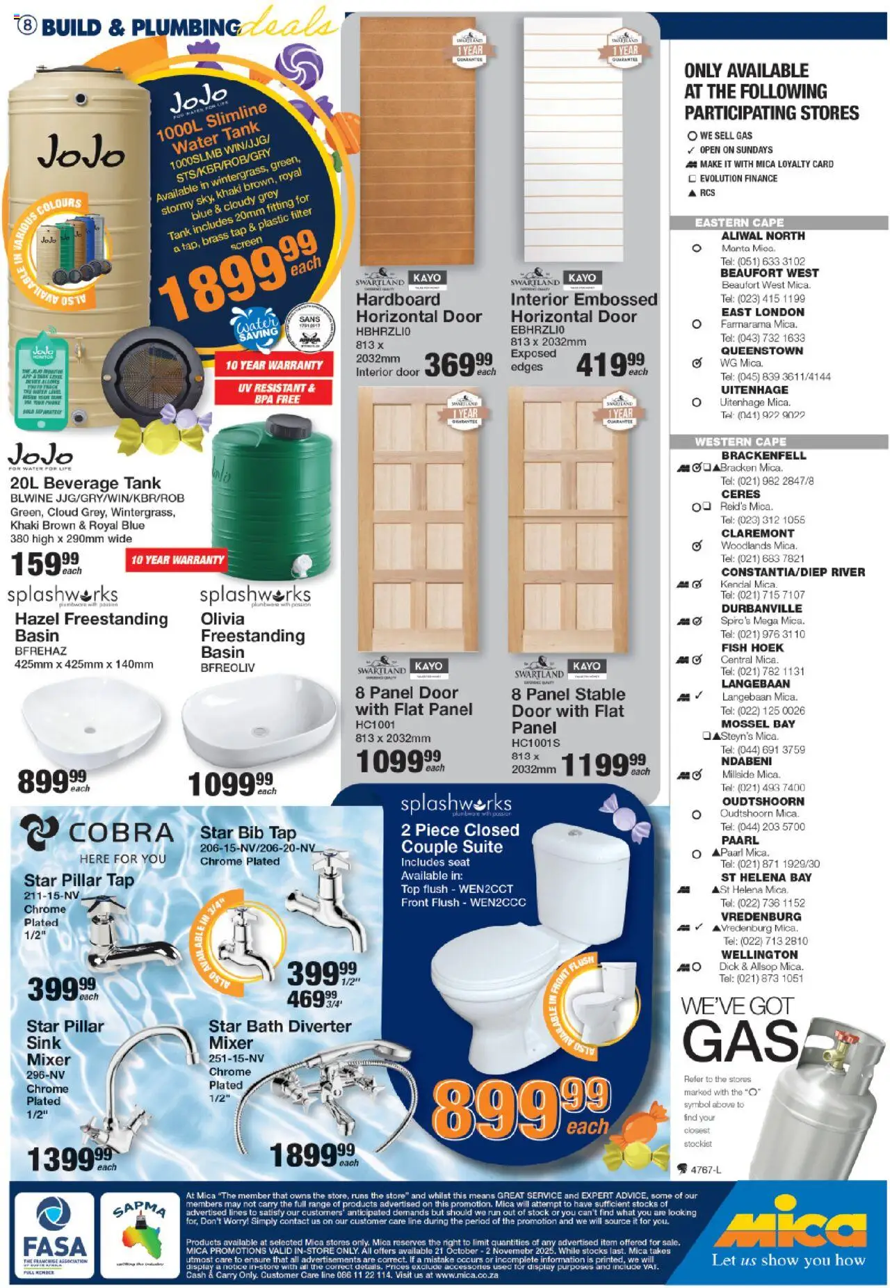 New MICA catalogue – valid from 21.10.2025 | Page: 10 | Products: Tap, Sink, Stock, Water