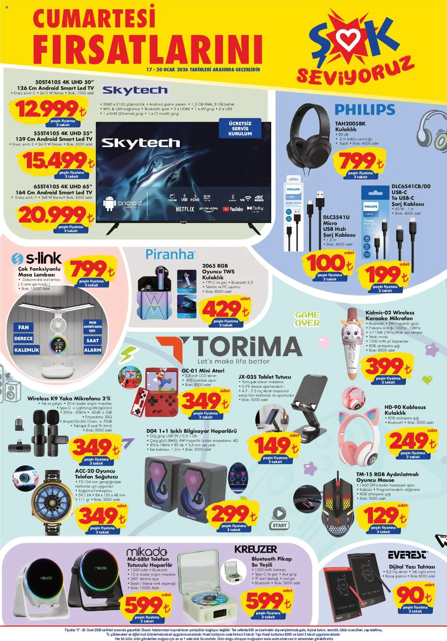 Şok Market Hafta sonu fırsatları - 17.01.2026 tarihinden itibaren geçerlidir | Sayfa: 2 | Ürünler: Led lamba, PC, Kulaklık, Kablo