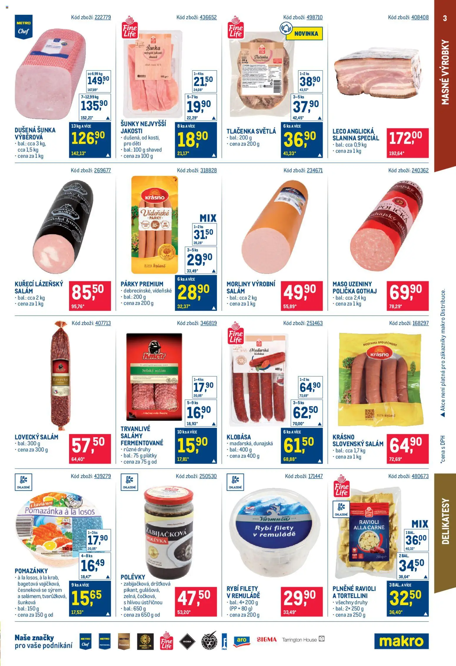 Makro leták - Maloobchod od 14.01.2026 | Strana: 3 | Produkty: Polička, Tortellini, Uzeniny, Slanina