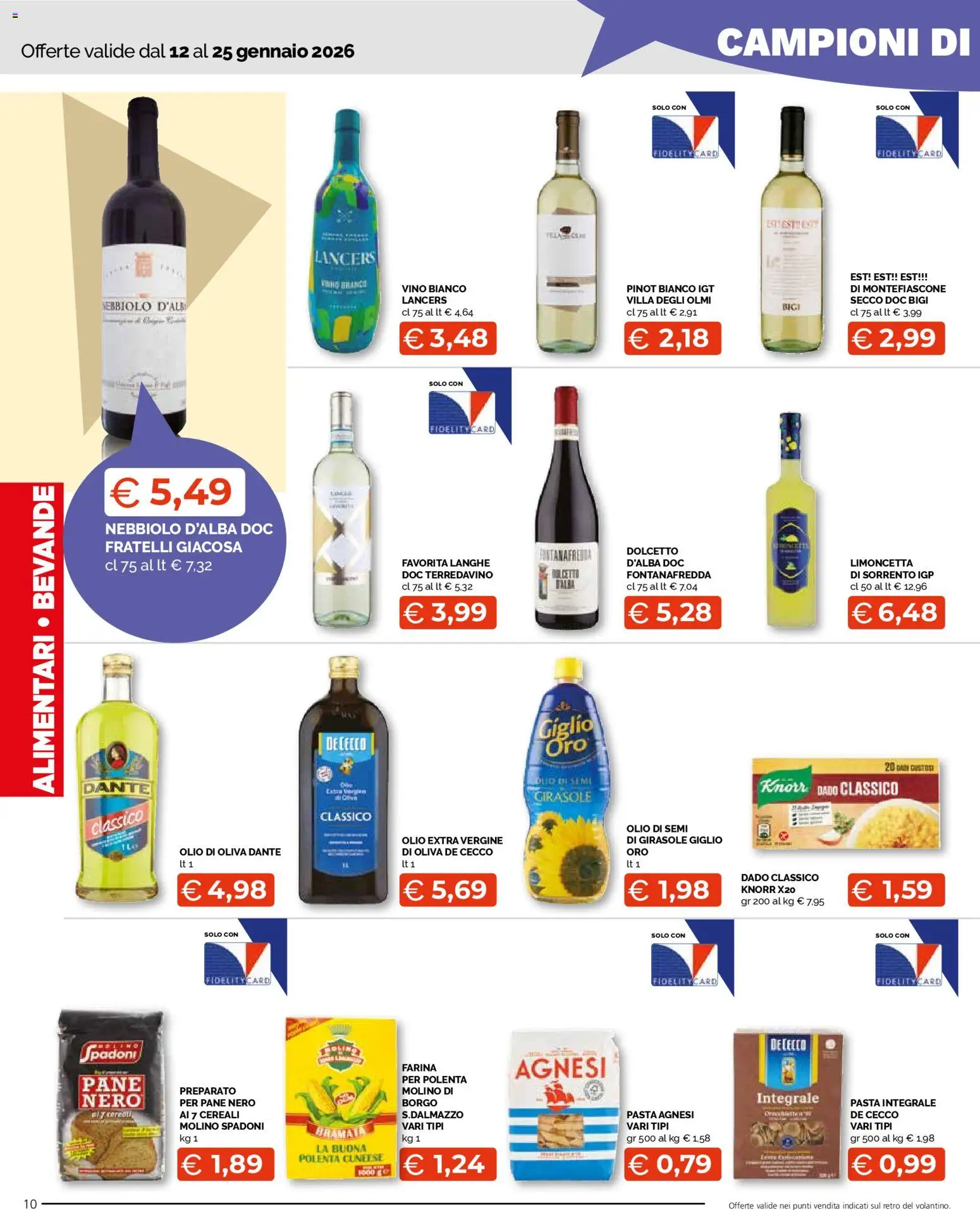 Volantino Mercatò del 12.01.2026 | Pagina: 10 | Prodotti: Pane, Cereali, Vino, Olio di Oliva