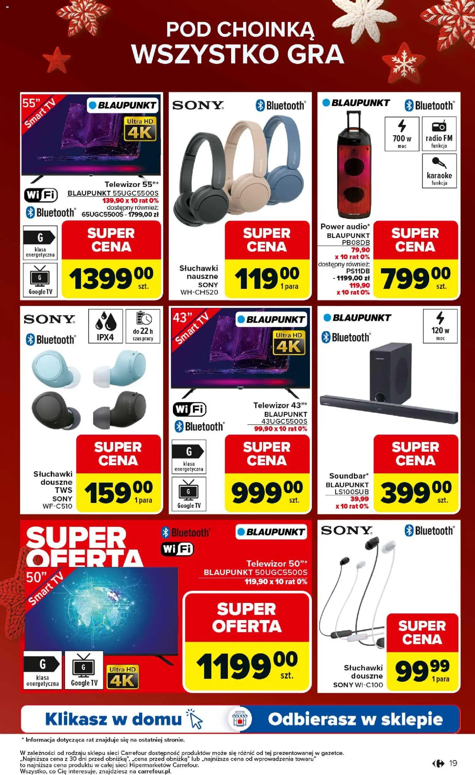 Carrefour Gazetka - Święta spełnionych marzeń od 01.12.2025 | Strona: 19 | Produkty: Telewizor, Radio, Słuchawki, Gra