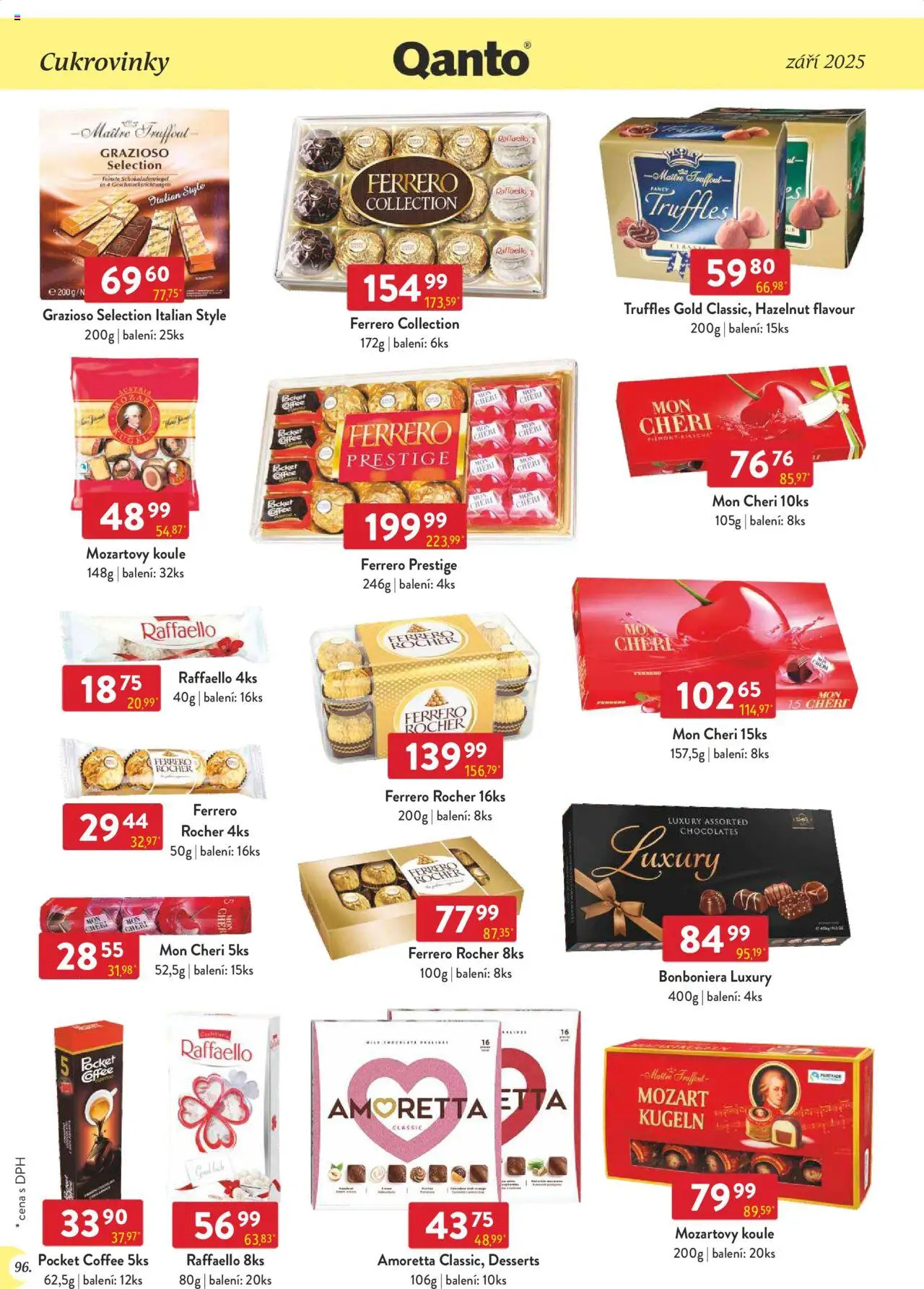 Astur & Qanto leták - Velkoobchod 09/2025 od 01.09.2025 | Strana: 96 | Produkty: Ferrero Rocher, Mon Chéri, Bonboniéra, Pocket coffee