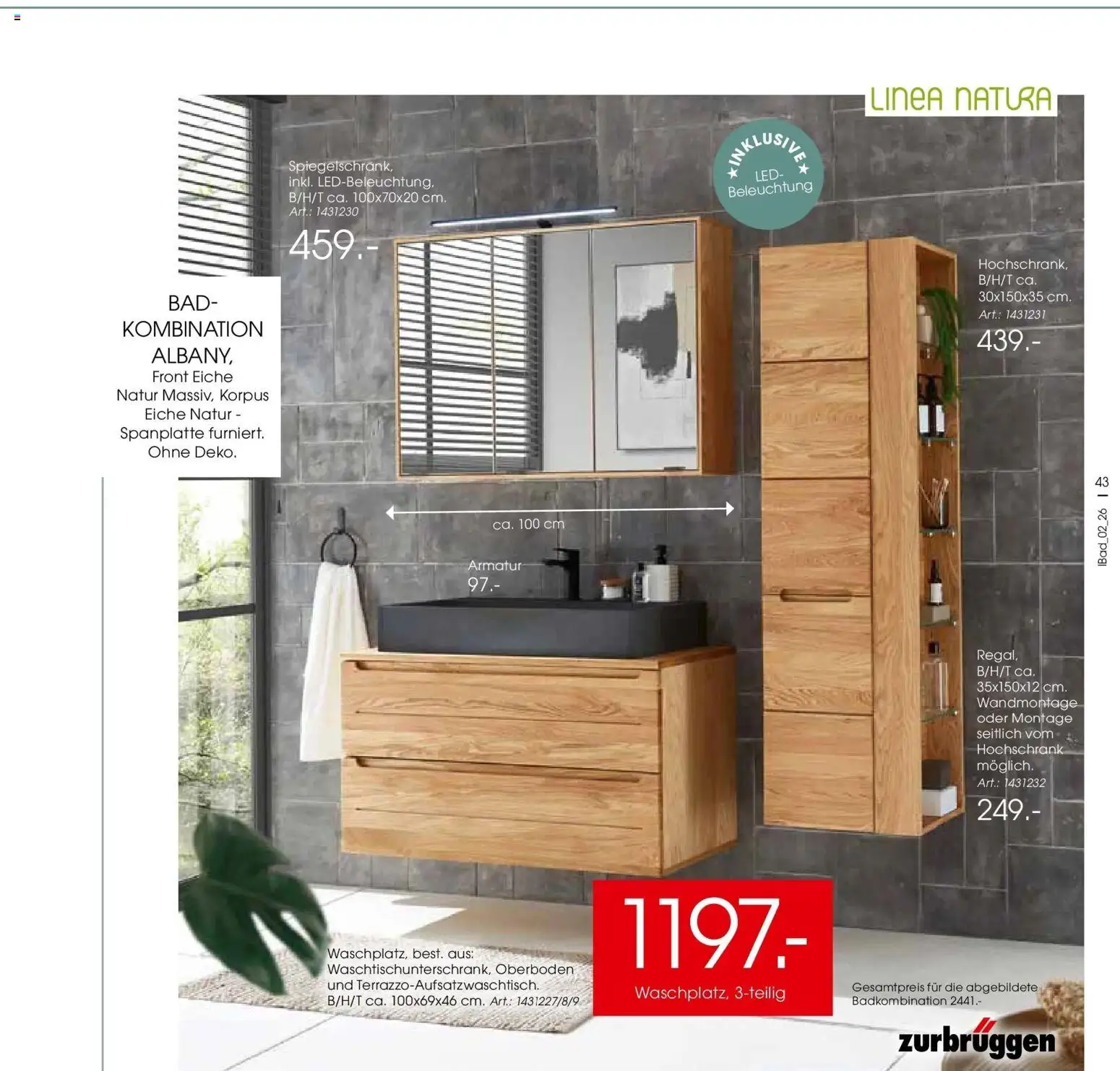 Zurbrüggen - Zurbrüggen: Bad Spezial – gültig ab 22.03.2026 | Seite: 43 | Produkte: Bad, Armatur, Hochschrank