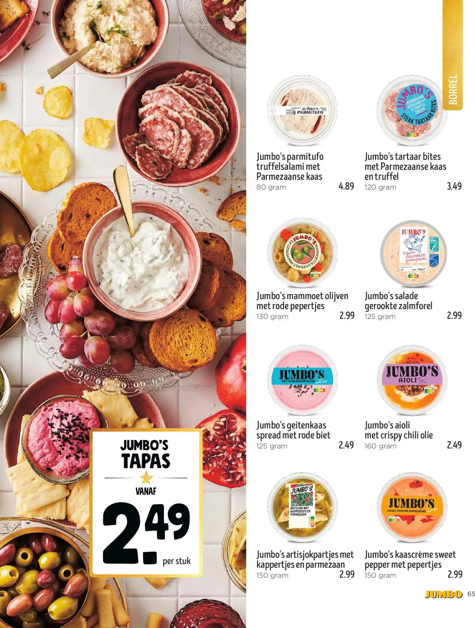 {H1} | Pagina: 65 | Producten: Kaas, Parmezaan, Dobozos sör, Olijven