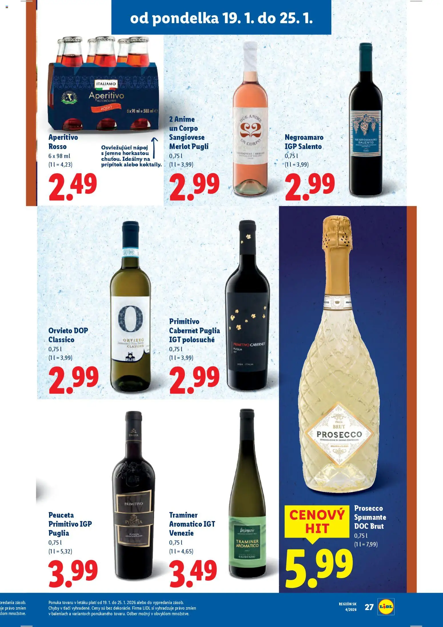 Nové Lidl akcie – leták je platný od 19.01.2026 | Strana: 31 | Produkty: Prosecco