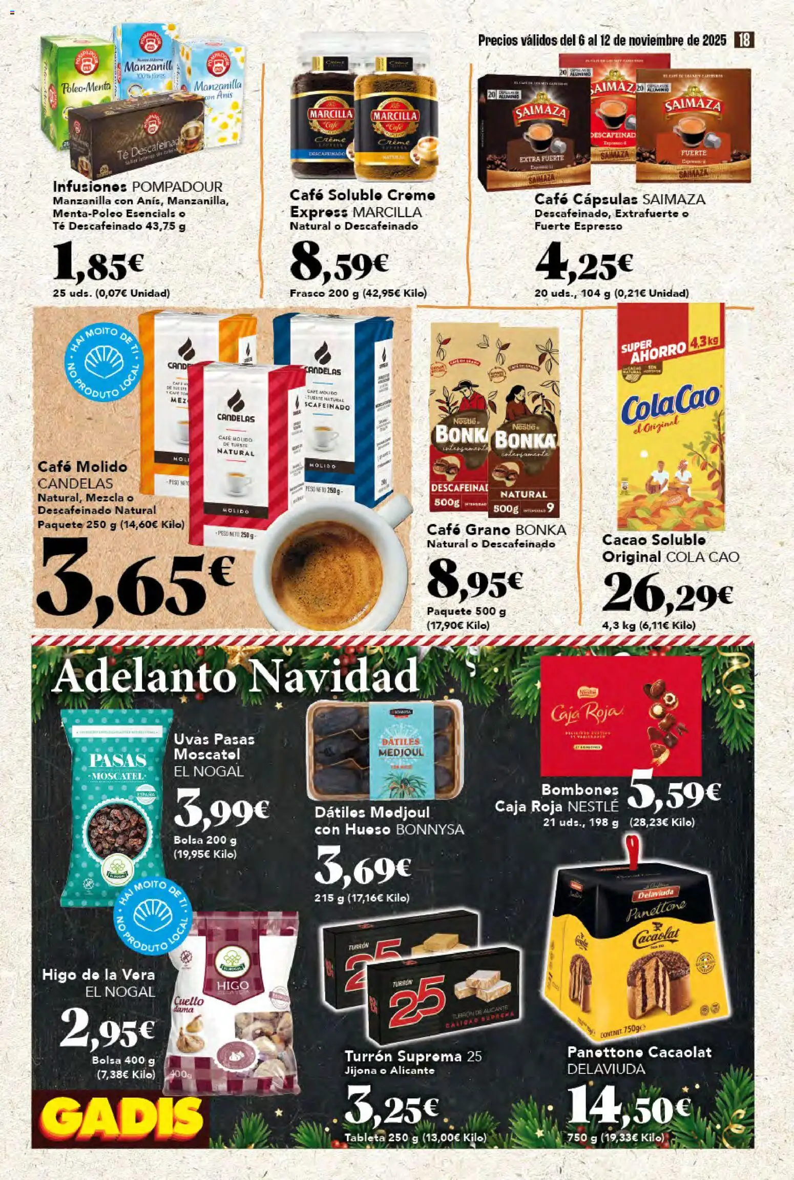 Gadis - folleto │ válido desde el 06.11.2025 | Página: 18 | Productos: Café molido, Bolsa, Cacao soluble, Φρυγανιές σικάλεως