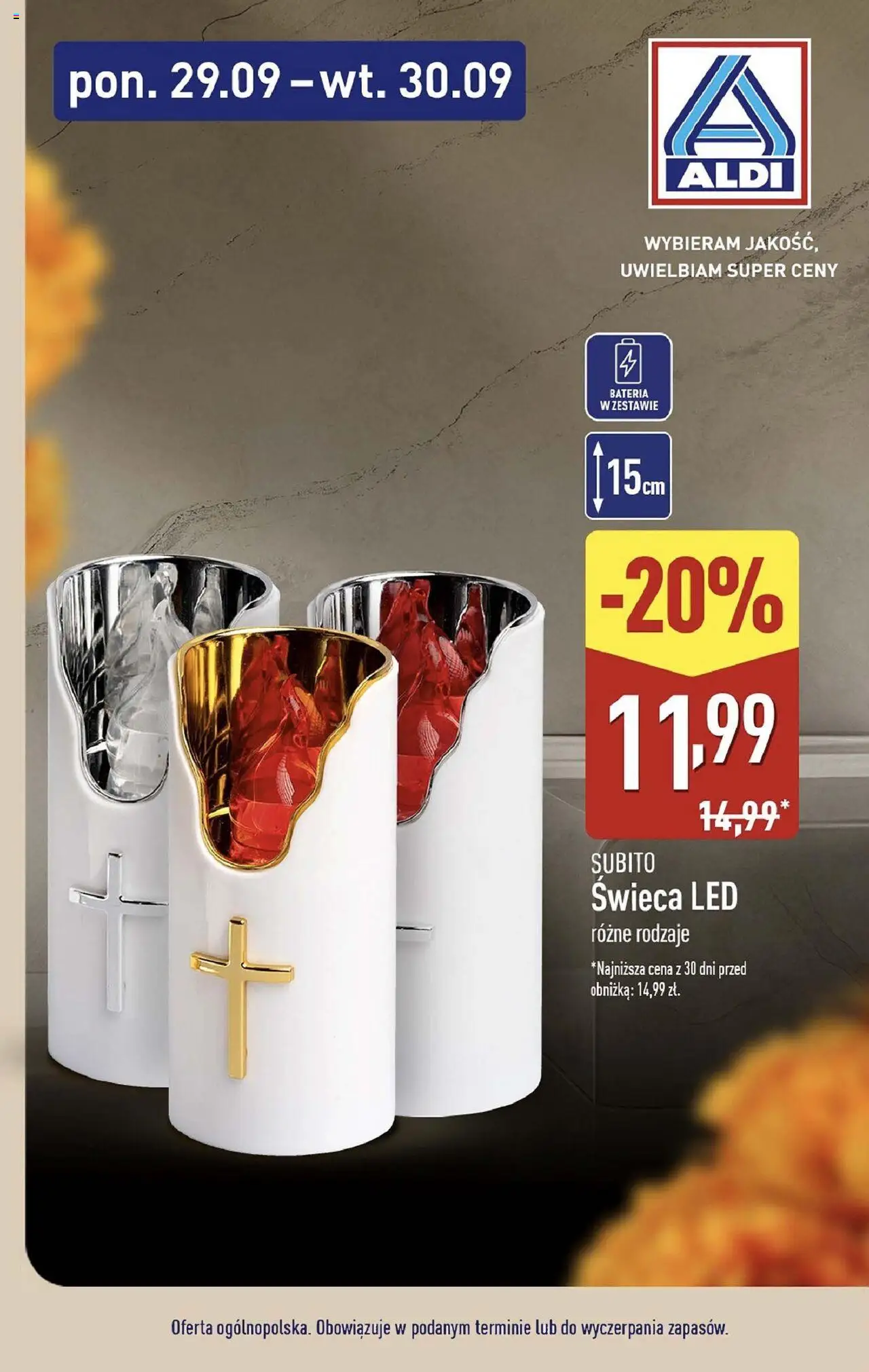 Aldi Gazetka - Znicze i wkłady w super cenach od 29.09.2025 | Strona: 3 | Produkty: Bateria