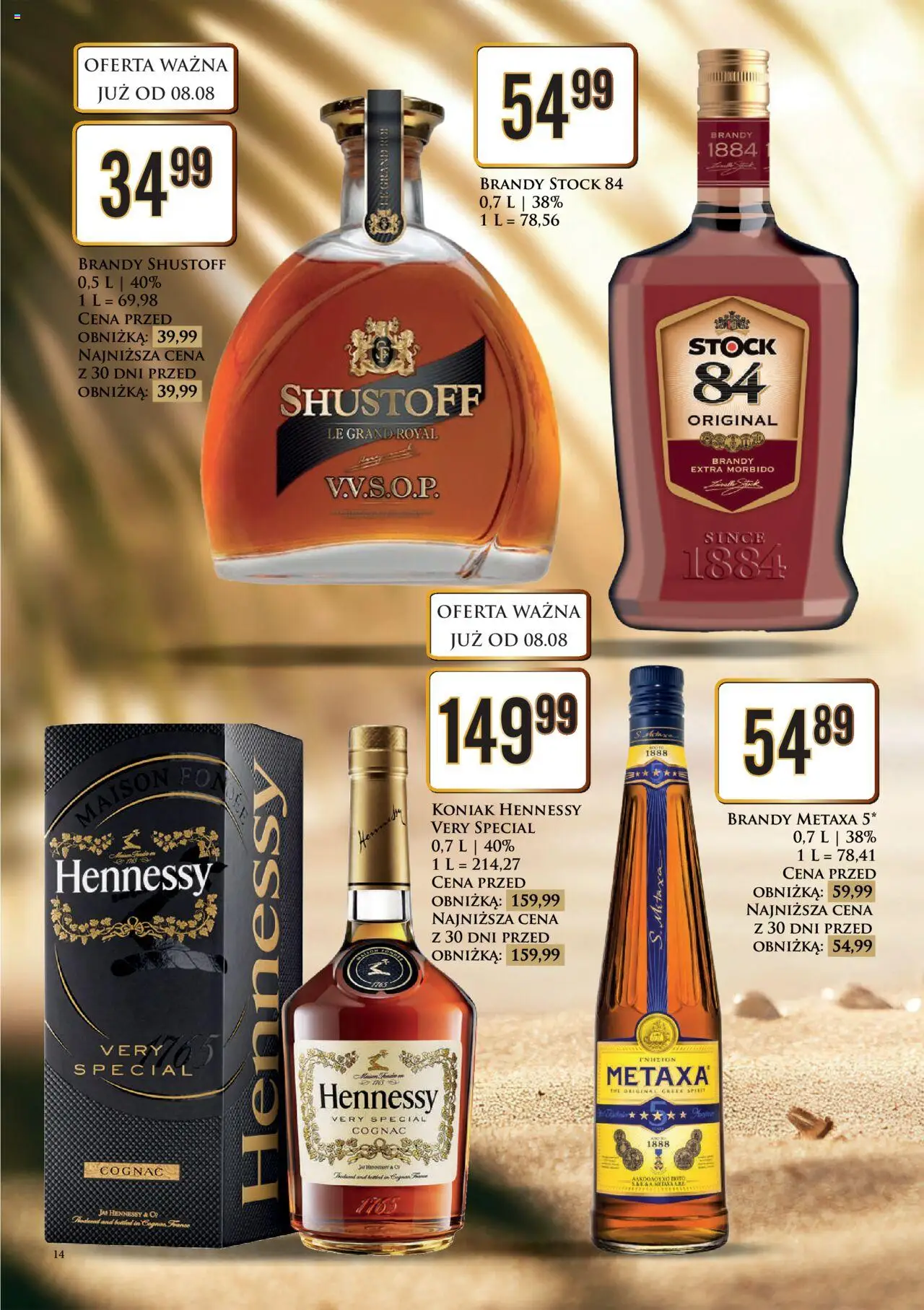Dino Gazetka alkoholowa od 11.08.2025 | Strona: 14 | Produkty: Hennessy, Koniak, Metaxa