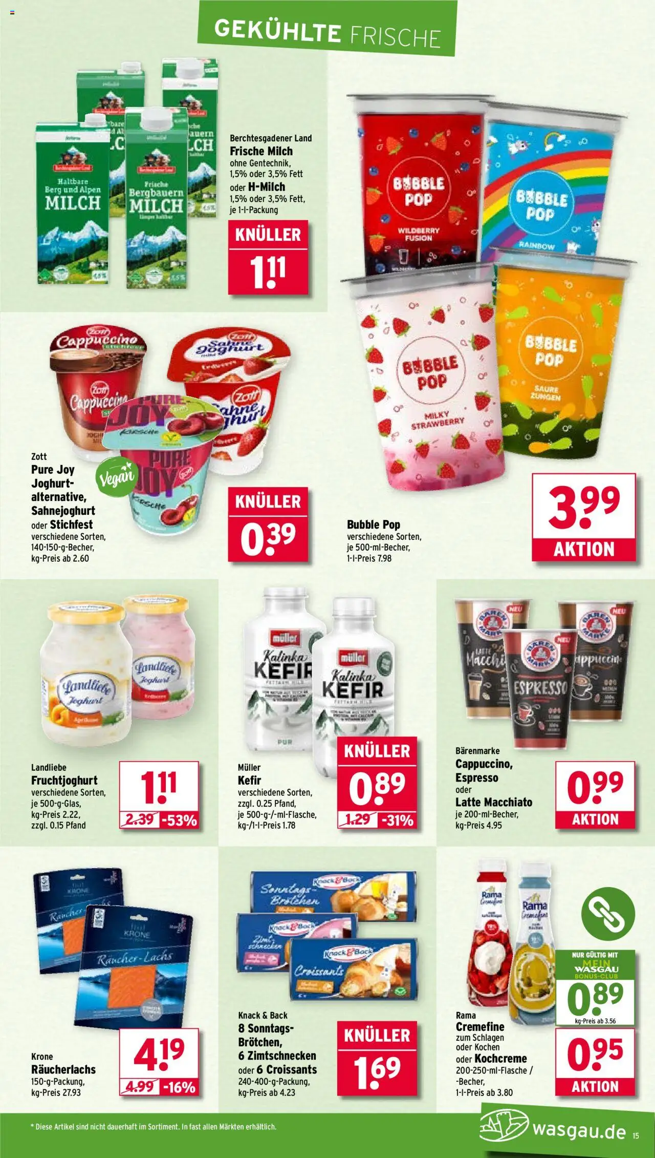 Wasgau Prospekt 	 - gültig ab dem 28.07.2025 | Seite: 15 | Produkte: Rama, Milch, Fruchtjoghurt, Lachs