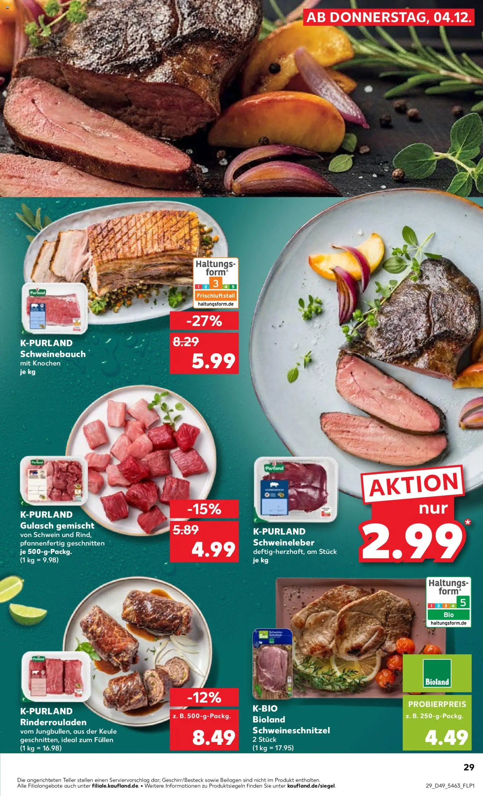 Kaufland prospekt Hamburg	 – gültig ab 04.12.2025 | Seite: 29 | Produkte: Rinderrouladen, Schweinebauch, Gulasch