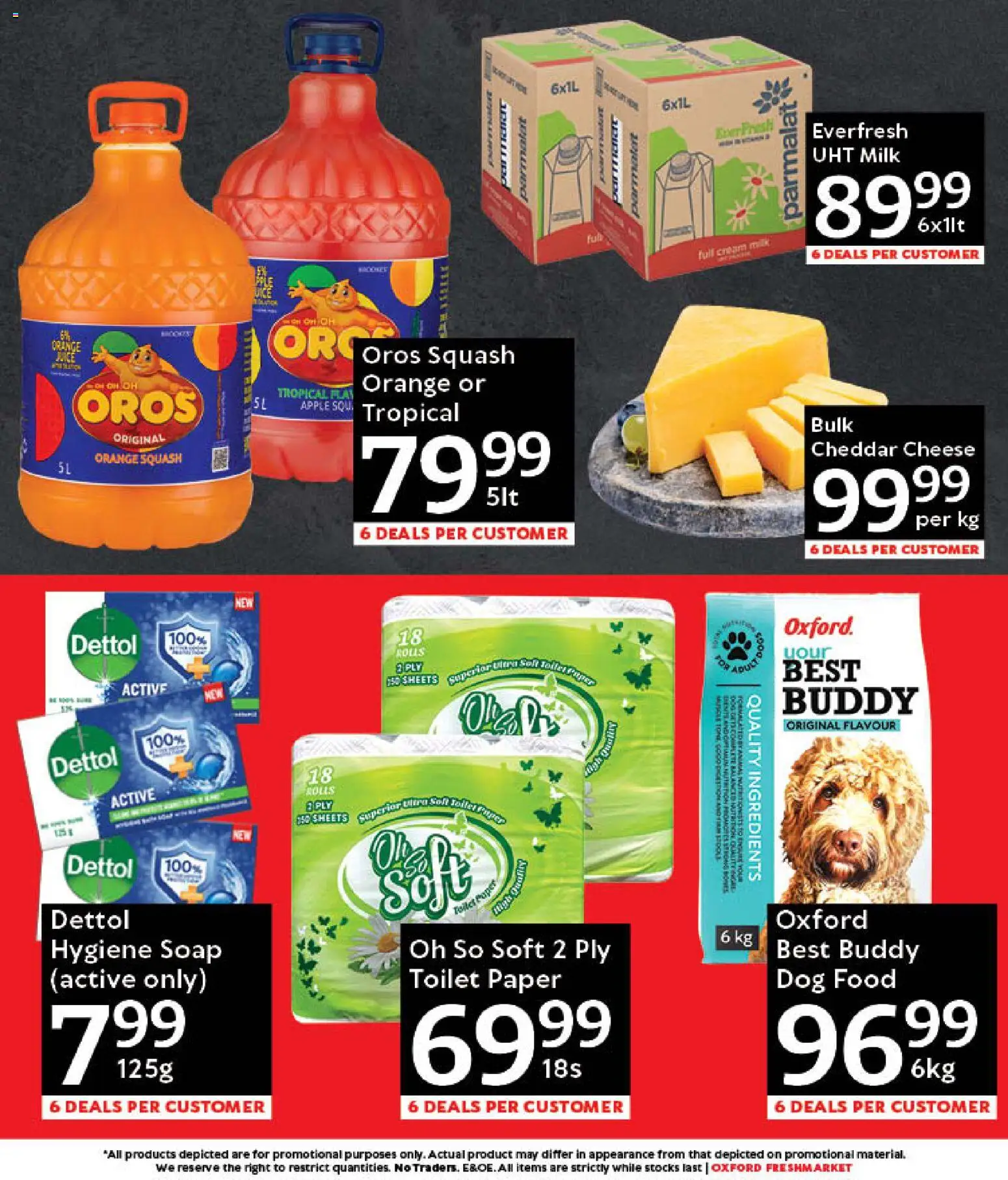 New Oxford Freshmarket catalogue – valid from 31.01.2026 | Page: 3 | Products: Squash, Milk, Cheese, Toilet paper