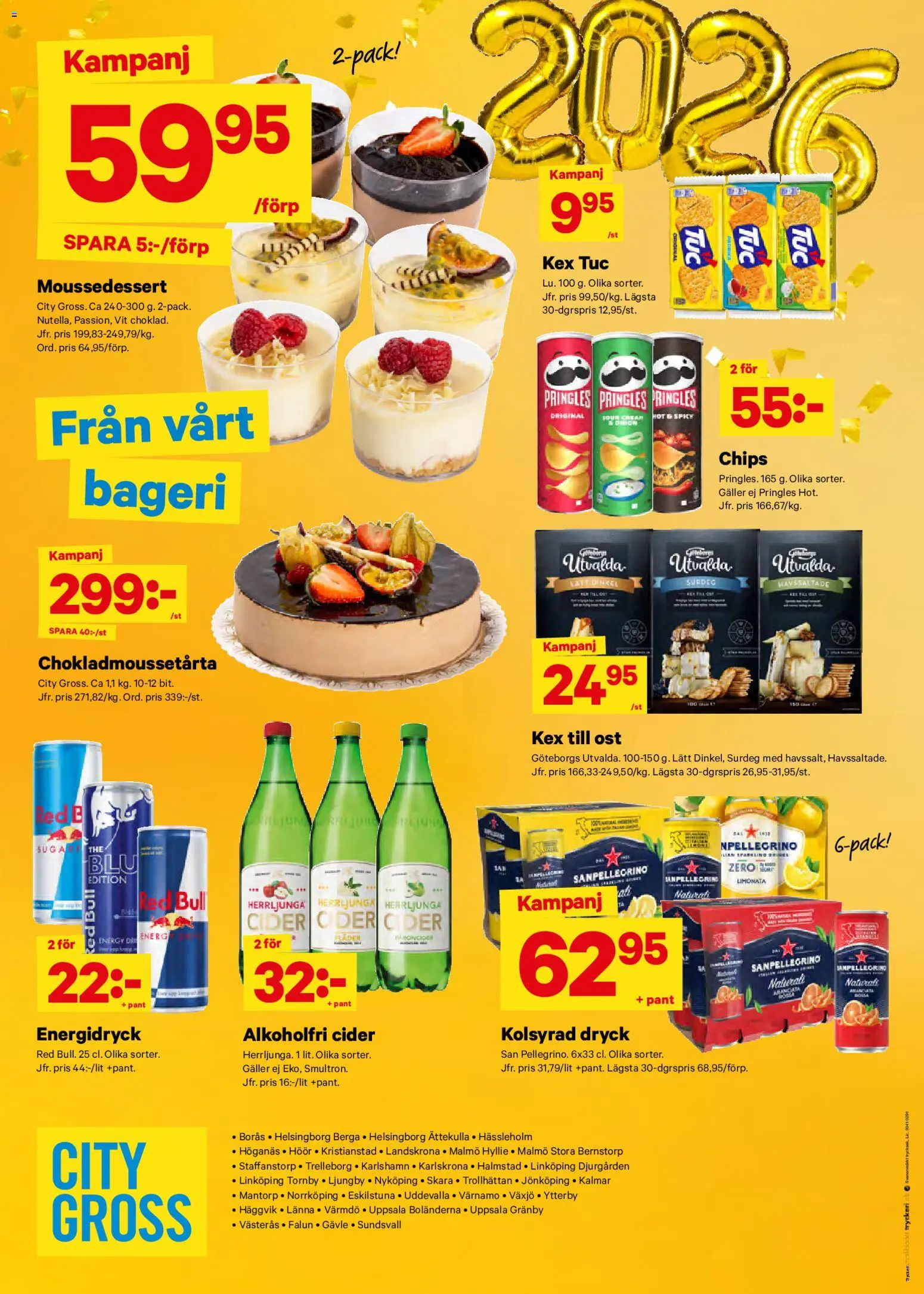 City Gross reklamblad aktuell från 27.12.2025 | Sida: 8 | Produkter: Bageri, Chips, Energidryck, Cider