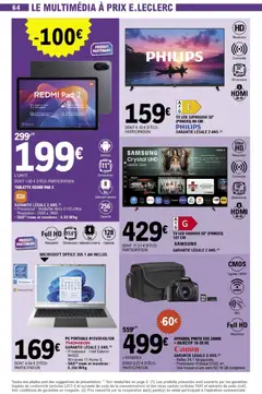 E.Leclerc - Prévisualisation de TABLETTE REDMI PAD 2, Tablette avec écran 11" 2,5K ultra-précis, processeur MediaTek Helio G100-Ultra, batterie 9000 mAh, 8 Go mémoire interne, 256 Go capacité valide à partir de 02.12.2025 | Page: 64 | Produits: Télévision, PC portable, TV led, Portable