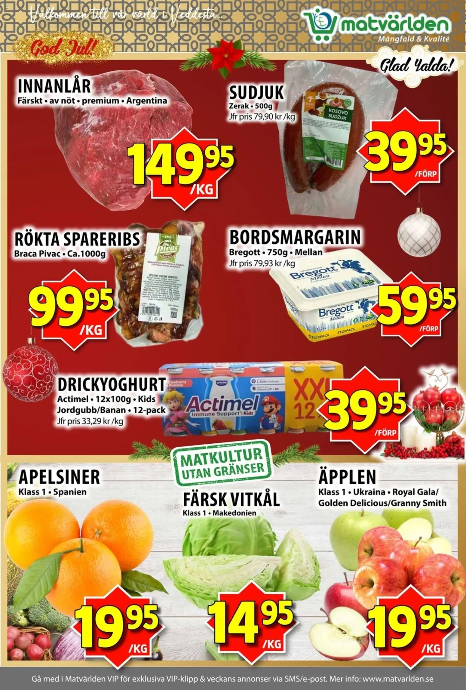 Matvärlden reklamblad aktuell från 15.12.2025 | Sida: 5 | Produkter: Bregott, Vitkål, Äpplen, Apelsiner