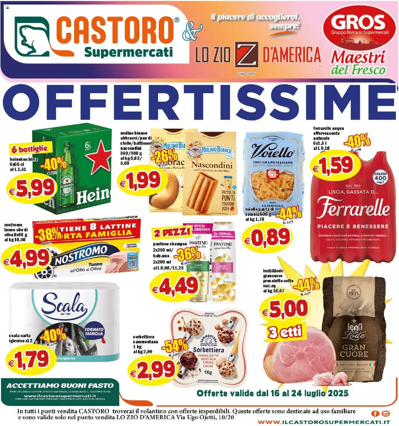 Volantino Il Castoro del 16.07.2025 | Pagina: 1 | Prodotti: Olio, Tonno, Cacao, Acqua minerale