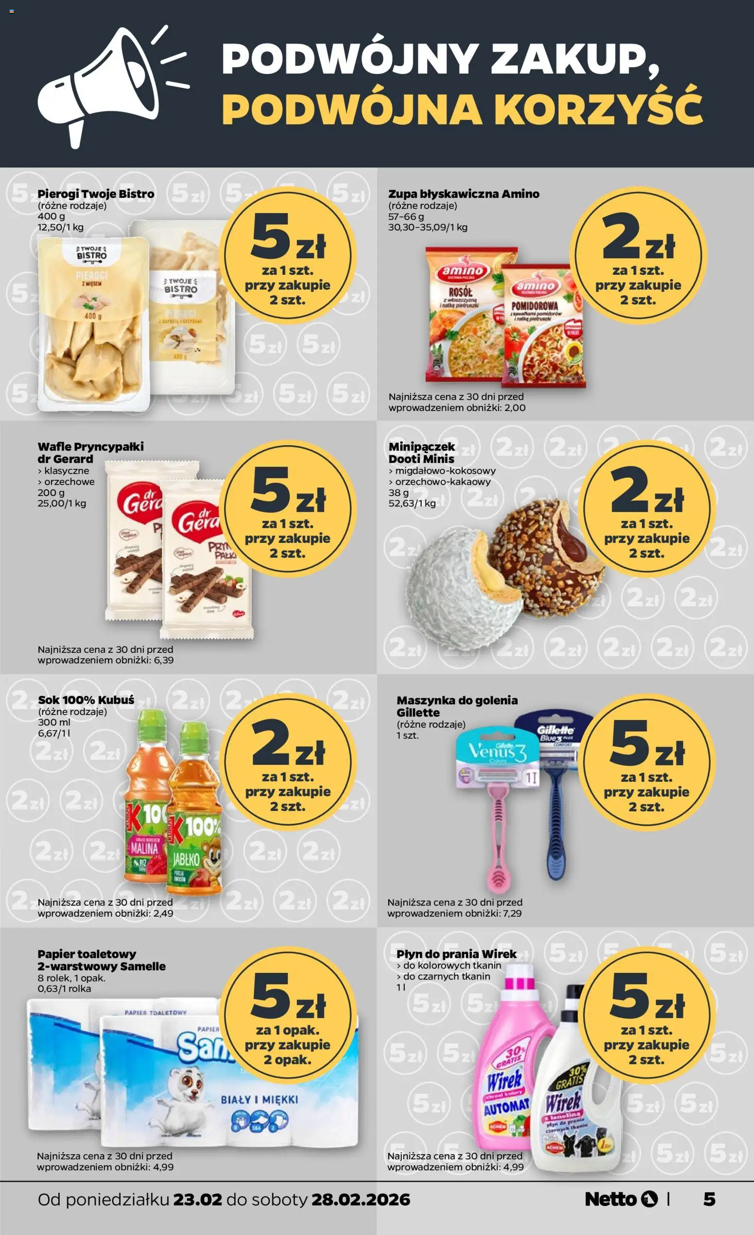 Netto gazetka - Spożywcza od 23.02.2026 | Strona: 5 | Produkty: Gillette, Pierogi, Maszynka do golenia, Zupa