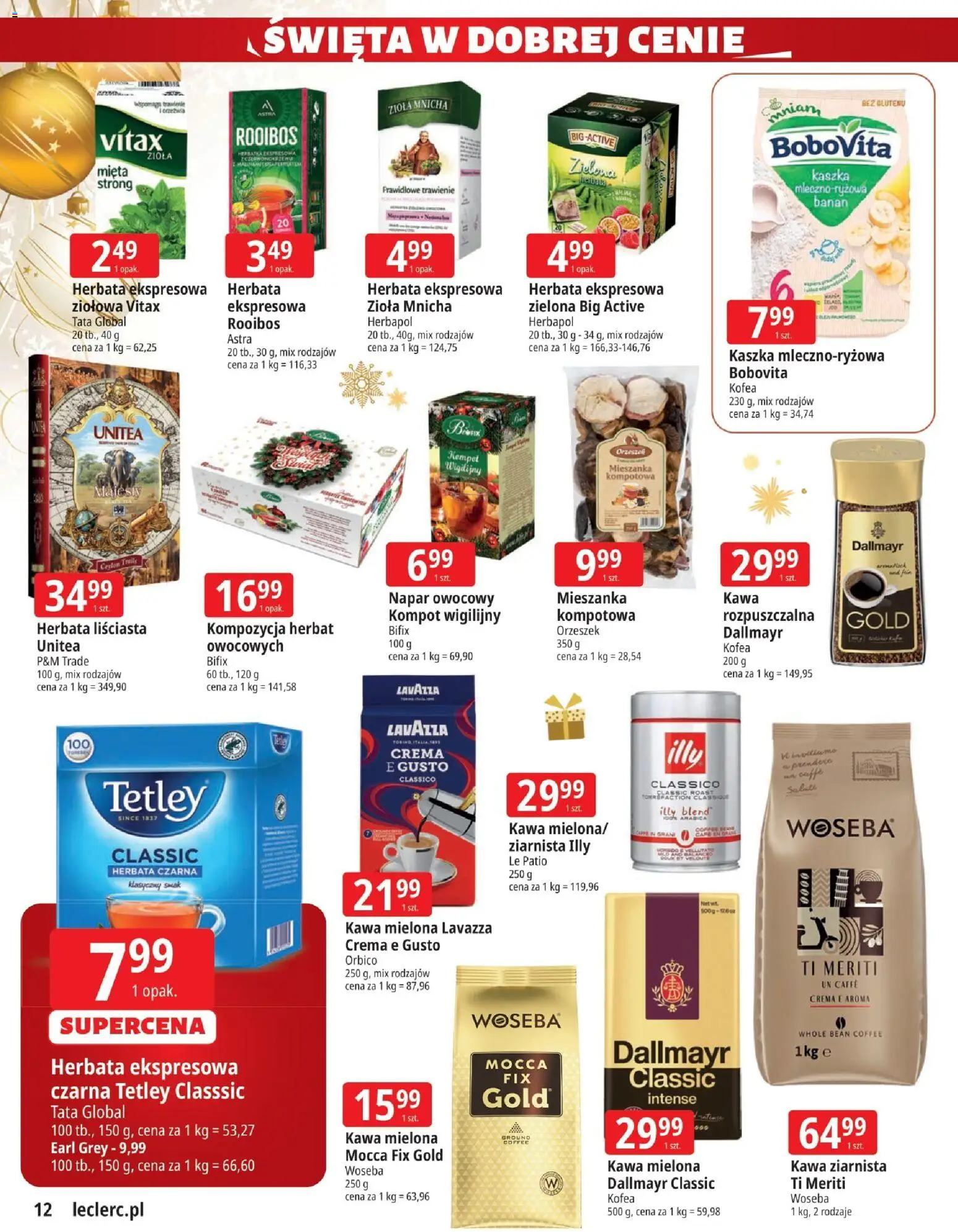 E.Leclerc Gazetka - Zielona Góra od 02.12.2025 | Strona: 12 | Produkty: Lavazza crema, Mięta, Banan, Herbata