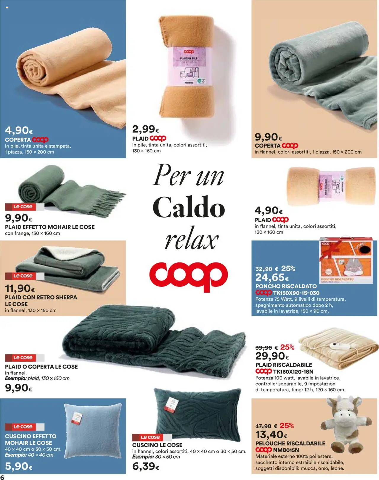 Volantino Ipercoop del 16.10.2025 | Pagina: 6 | Prodotti: Pile, Plaid, Cuscino, Coperta