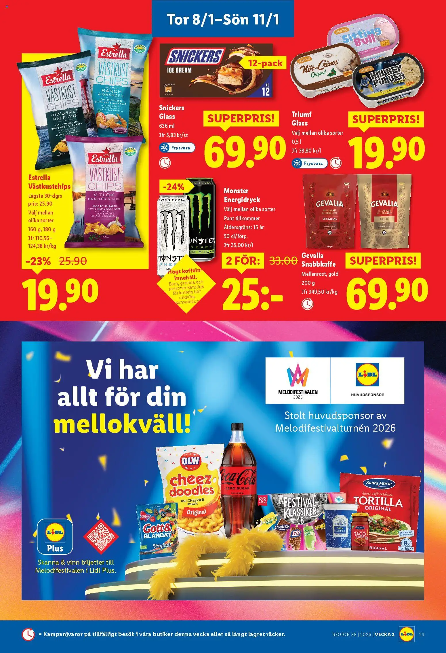 Lidl reklamblad aktuell från 05.01.2026 | Sida: 27 | Produkter: Sandwich, Tortilla, Chips, Glass