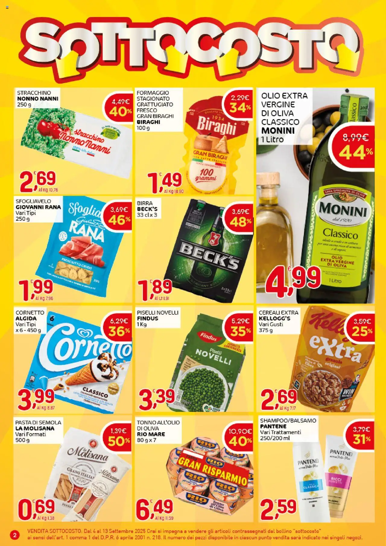 Volantino CRAI del 04.09.2025 | Pagina: 2 | Prodotti: Prosciutto Crudo, Birra, Prosciutto, Pasta