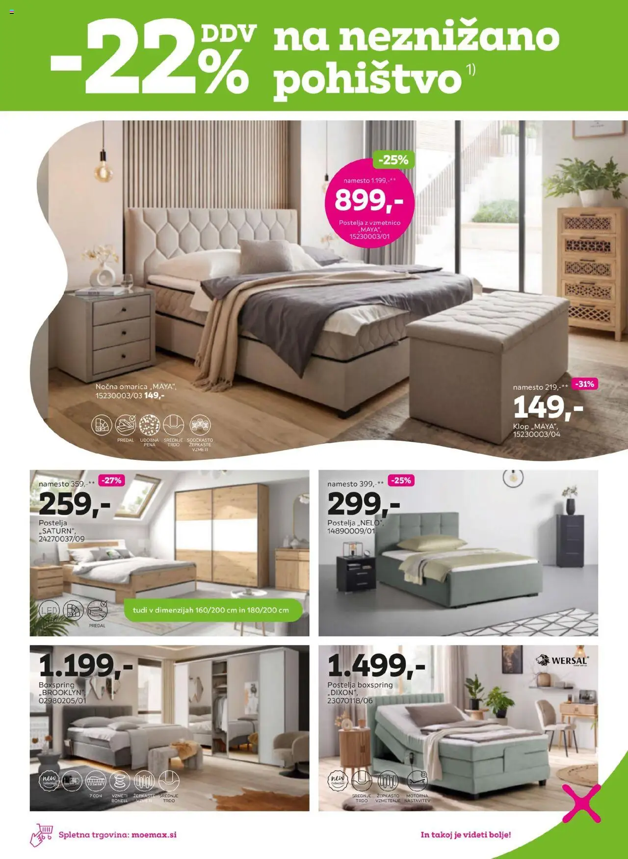 Novi Mömax katalog ponudbe – veljaven od 08.09.2025 | Stran: 7 | Izdelki: Postelja, Nocna omarica, Omarica