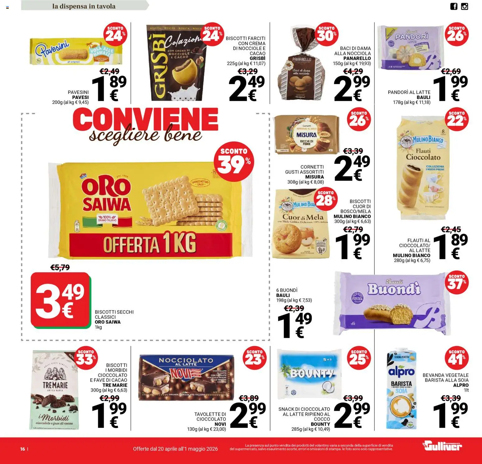 Volantino Gulliver del 20.04.2026 | Pagina: 16 | Prodotti: Crema, Mele, Latte, Stampa
