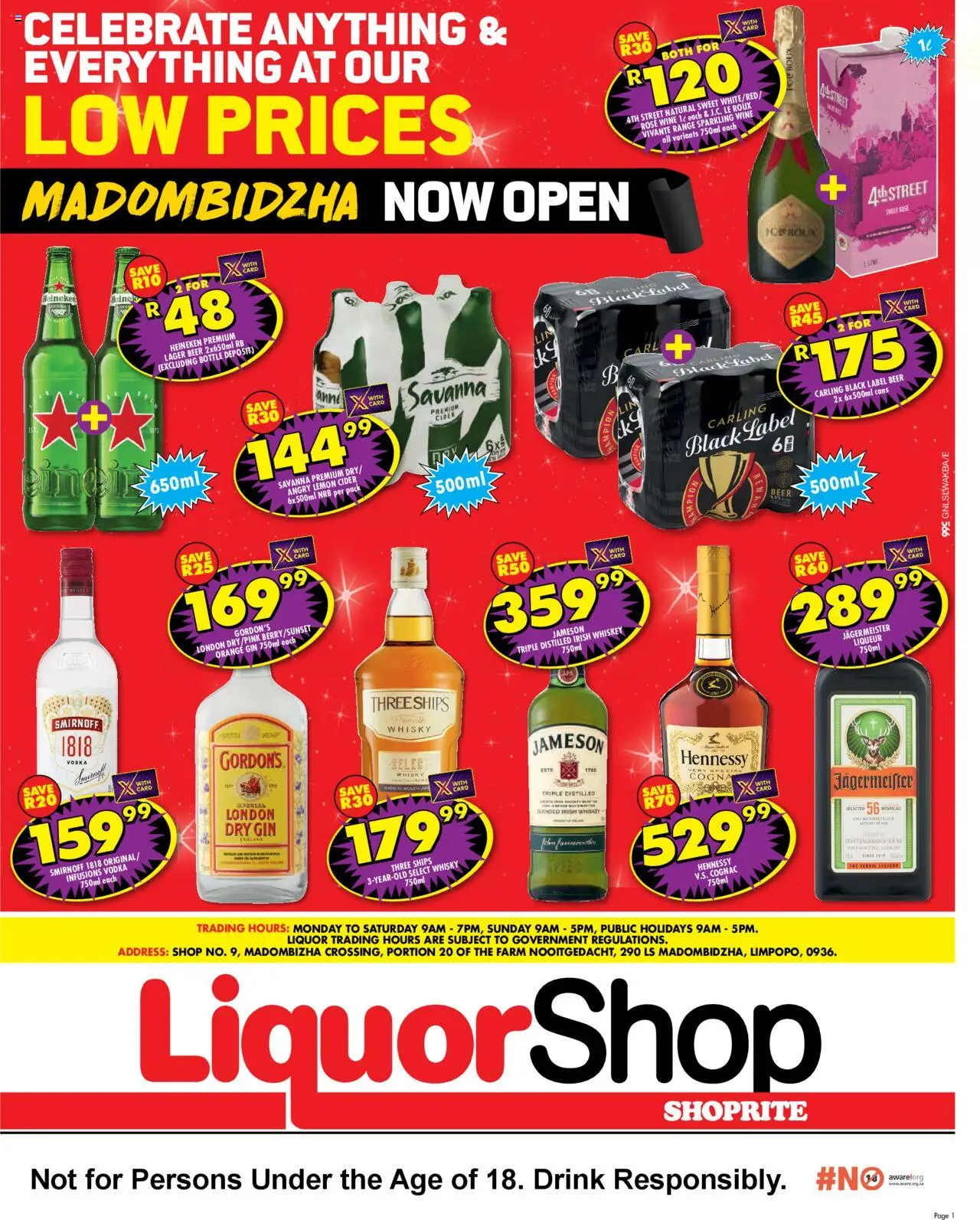 Shoprite Gauteng - LiquorShop Savings Madombidzha │ valid from 21.07.2025 | Page: 1 | Products: Cider, Beer, Gin, Whiskey