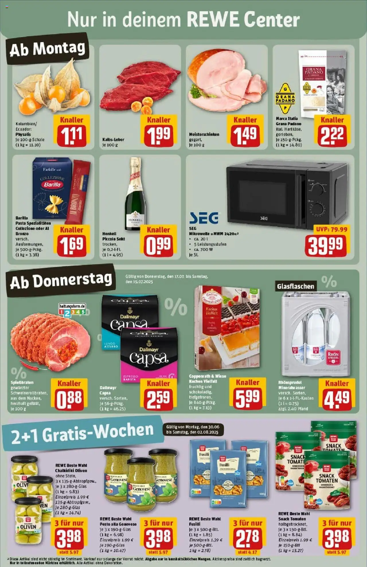 Rewe prospekt Michelstadt	 - gültig ab dem 13.07.2025 | Seite: 3 | Produkte: Mineralwasser, Dallmayr, Pasta, Kuchen