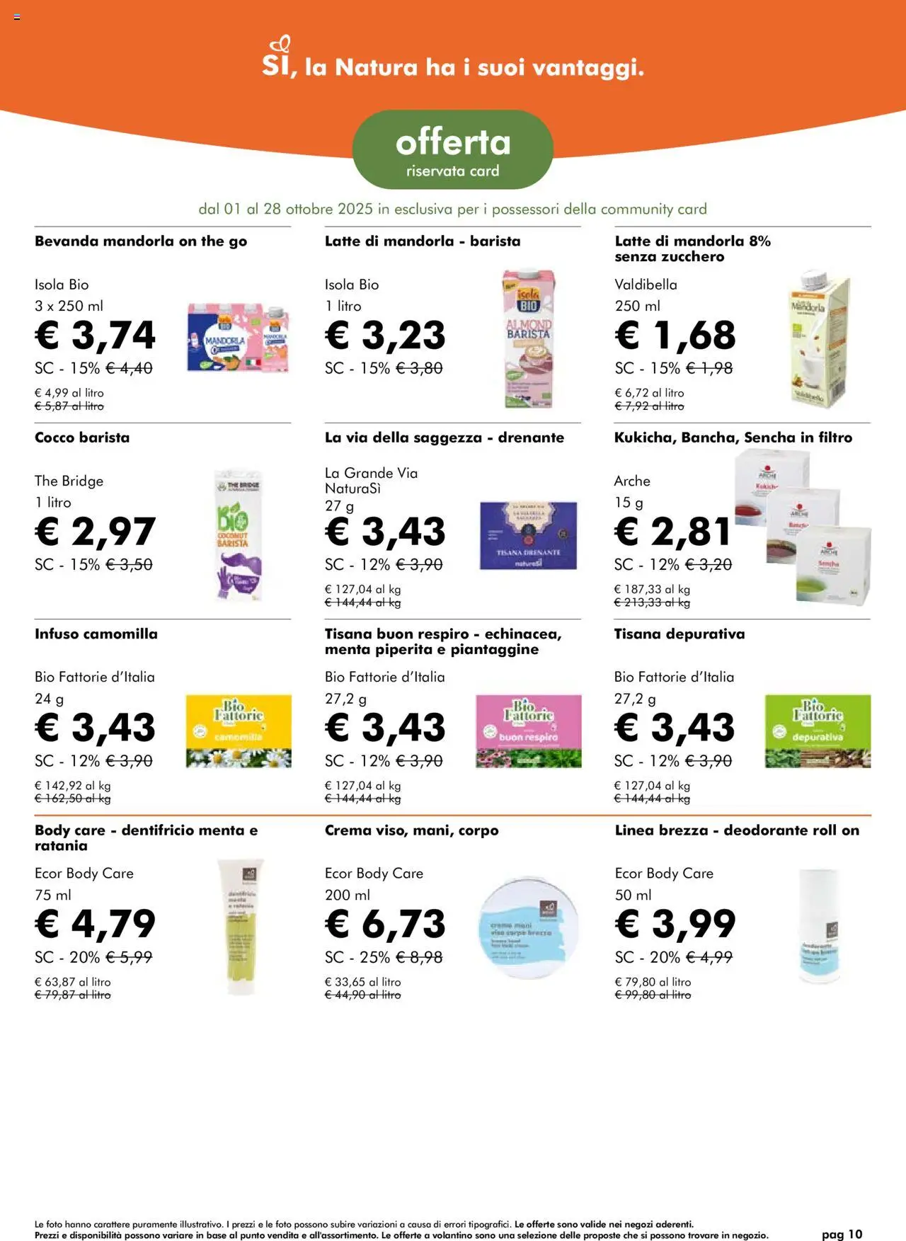 Volantino Natura Sì del 01.10.2025 | Pagina: 10 | Prodotti: Deodorante, Zucchero, Body, The
