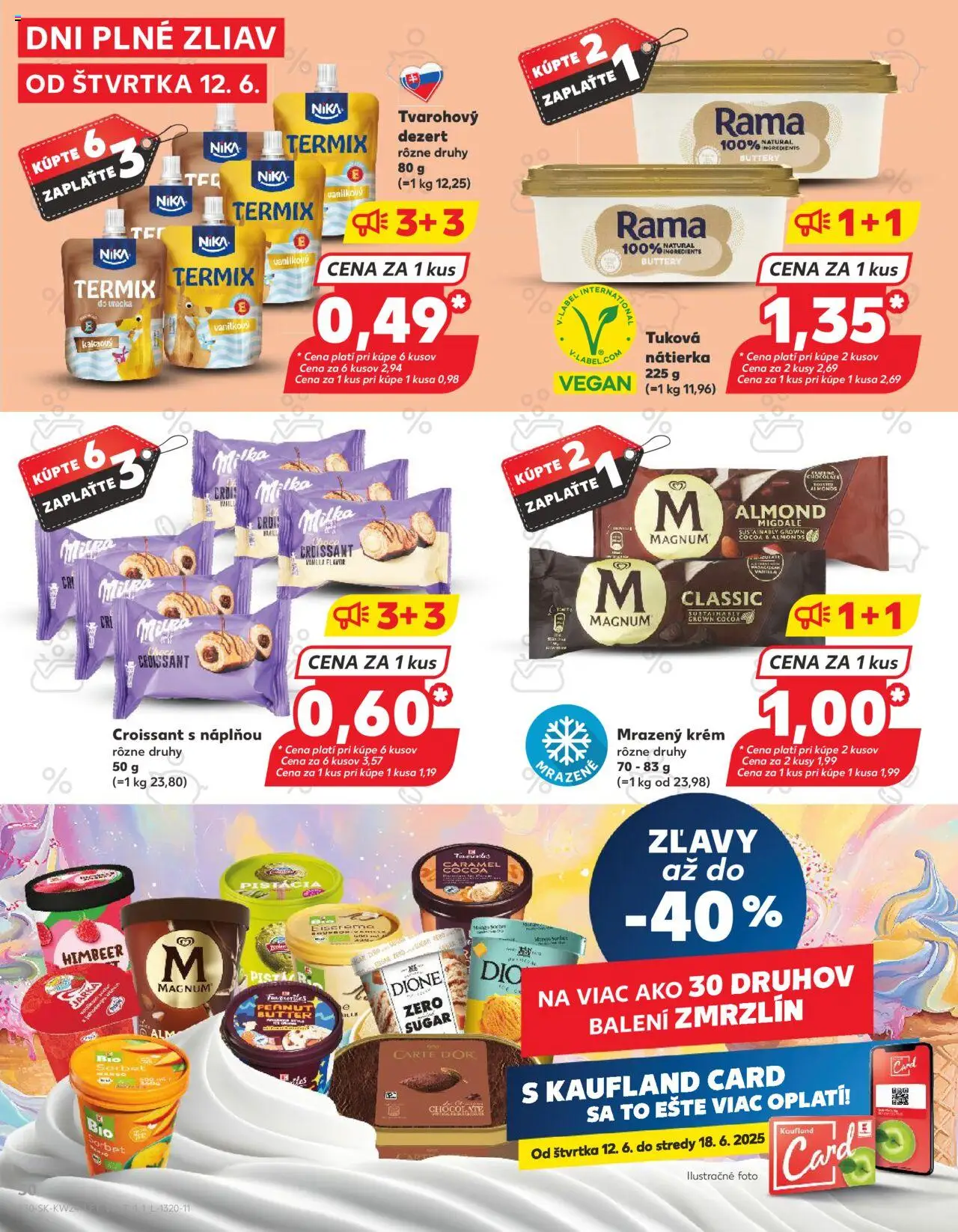 Nové Kaufland akcie – leták je platný od 12.06.2025 | Strana: 30 | Produkty: Croissant, Sorbet, Magnum, Milka