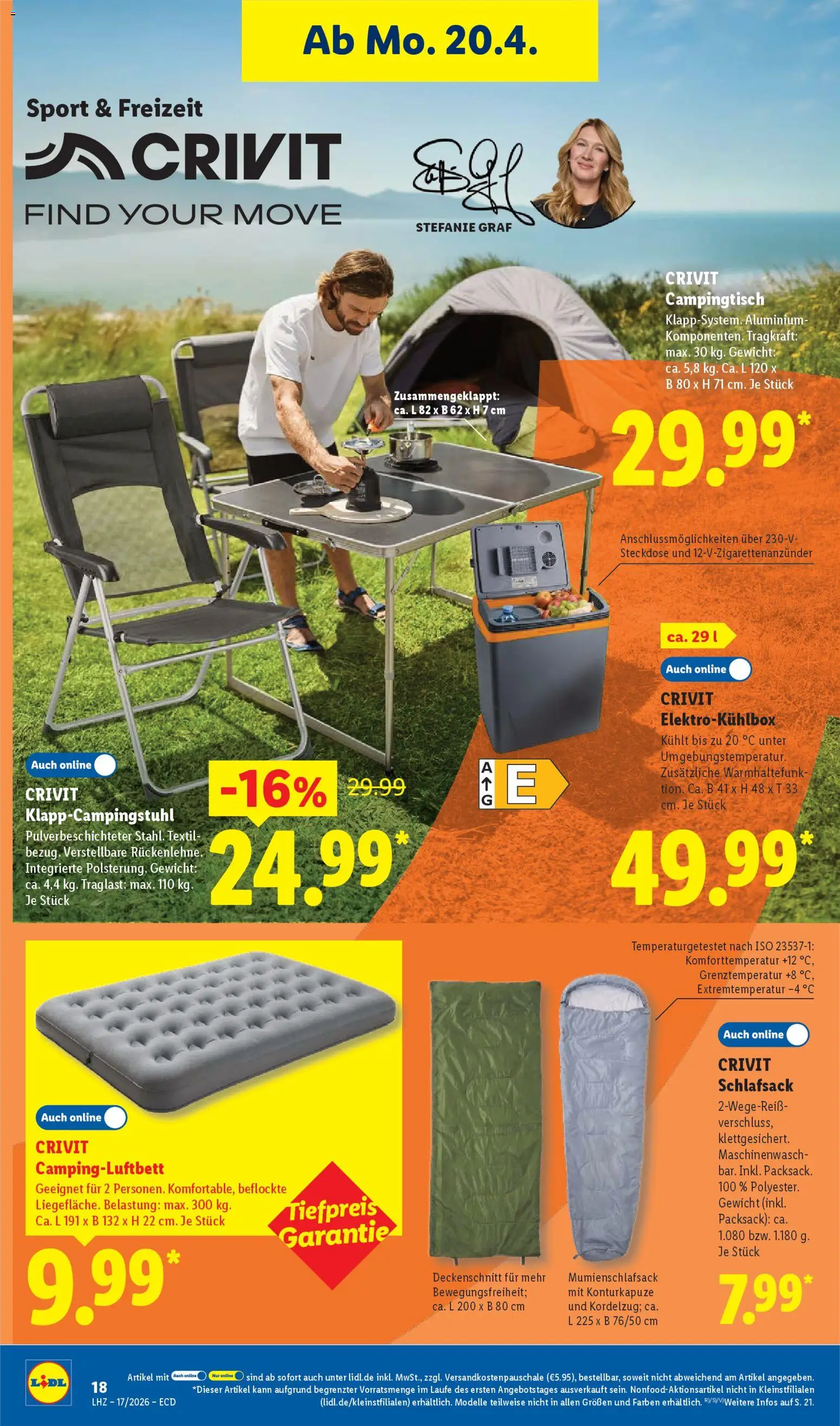 Lidl Prospekt – gültig ab 20.04.2026 | Seite: 34 | Produkte: Gewicht, Steckdose, Schlafsack
