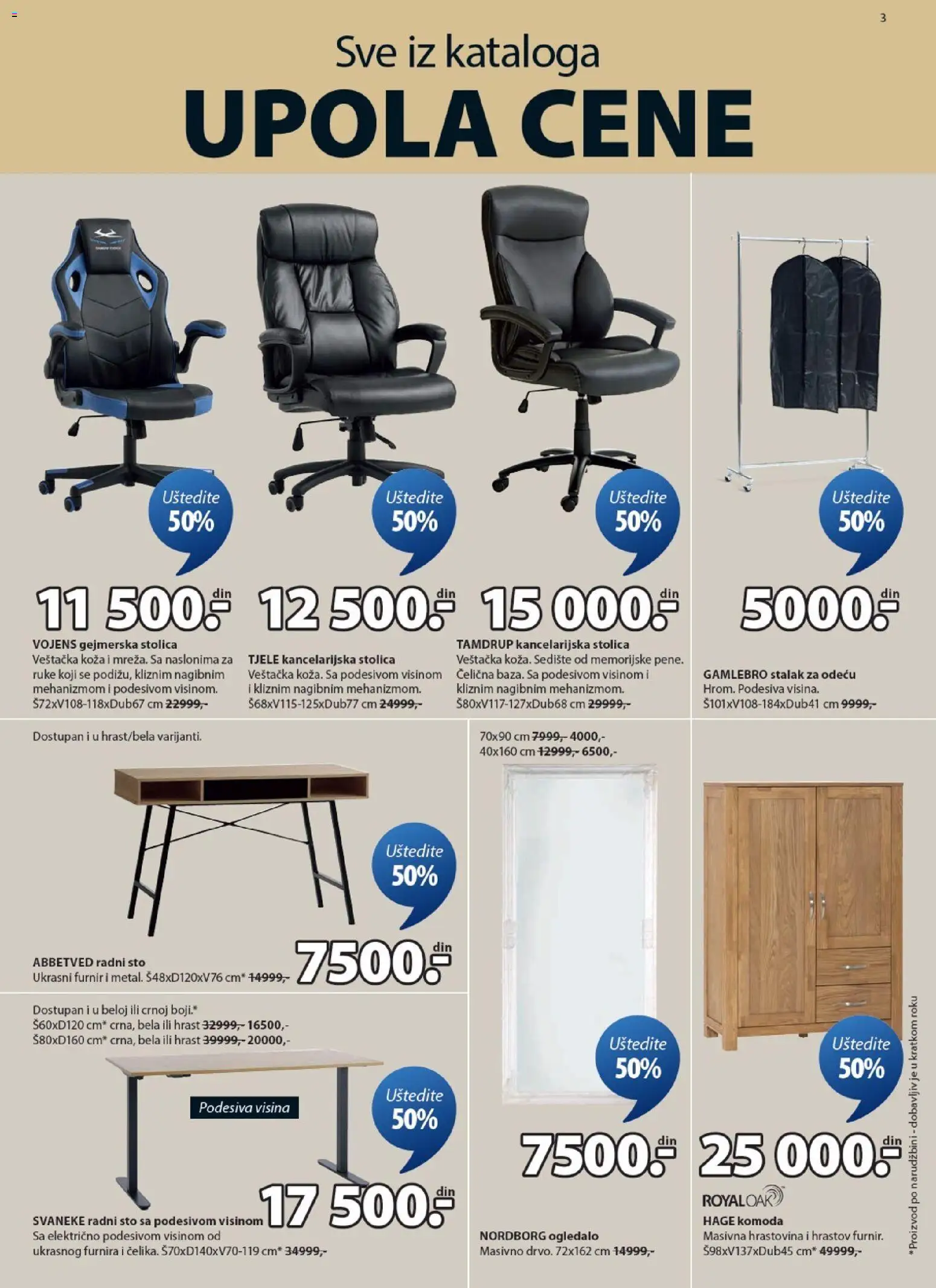Jysk katalog - važi od 28.01.2026 | Strana: 3 | Proizvode: Sto, Stolica, Ogledalo, Gejmerska stolica