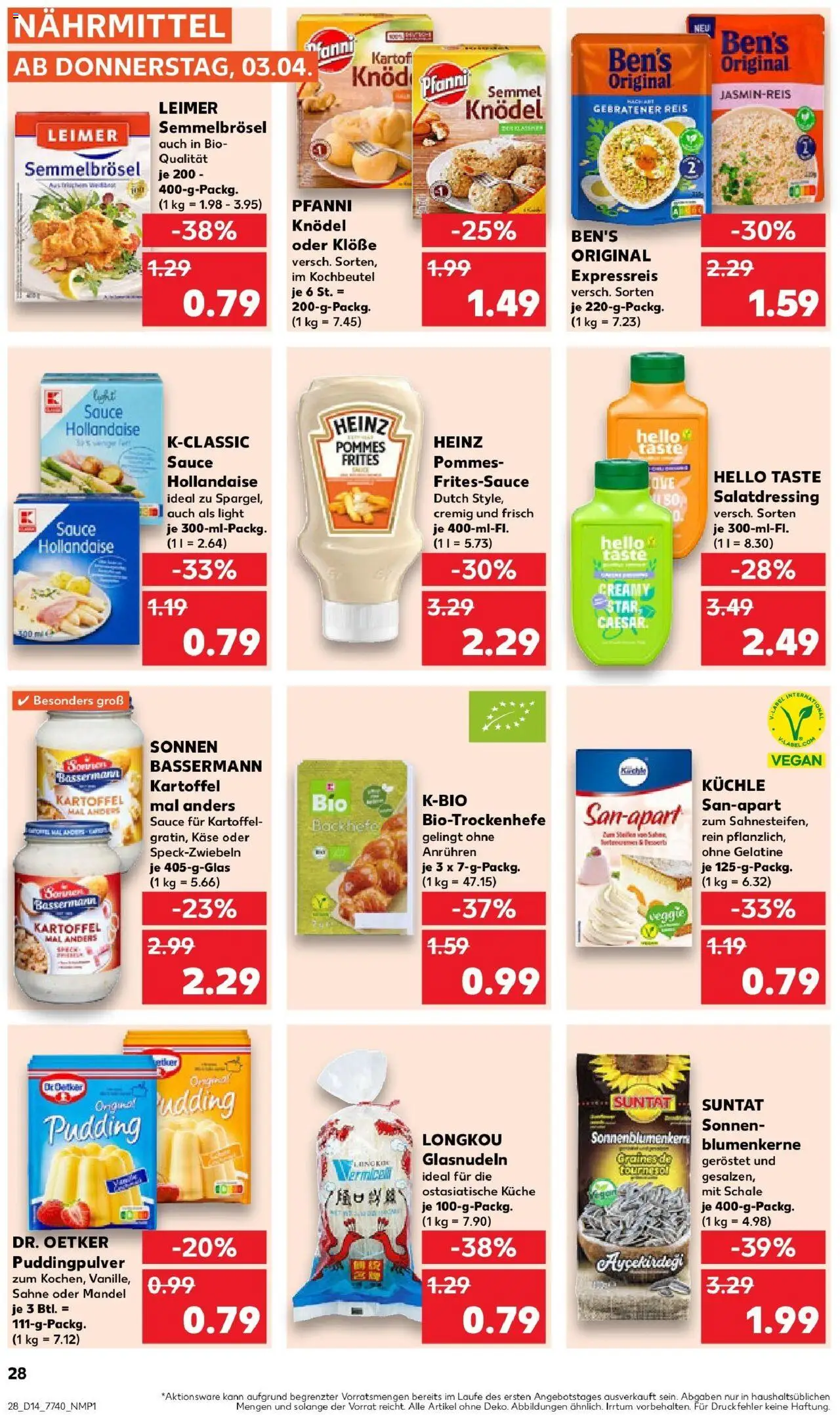 Kaufland - Nürnberg, Fürther Straße 187 - gültig ab dem 03.04.2025 | Seite: 28 | Produkte: Käse, Pommes, Pudding, Sahne