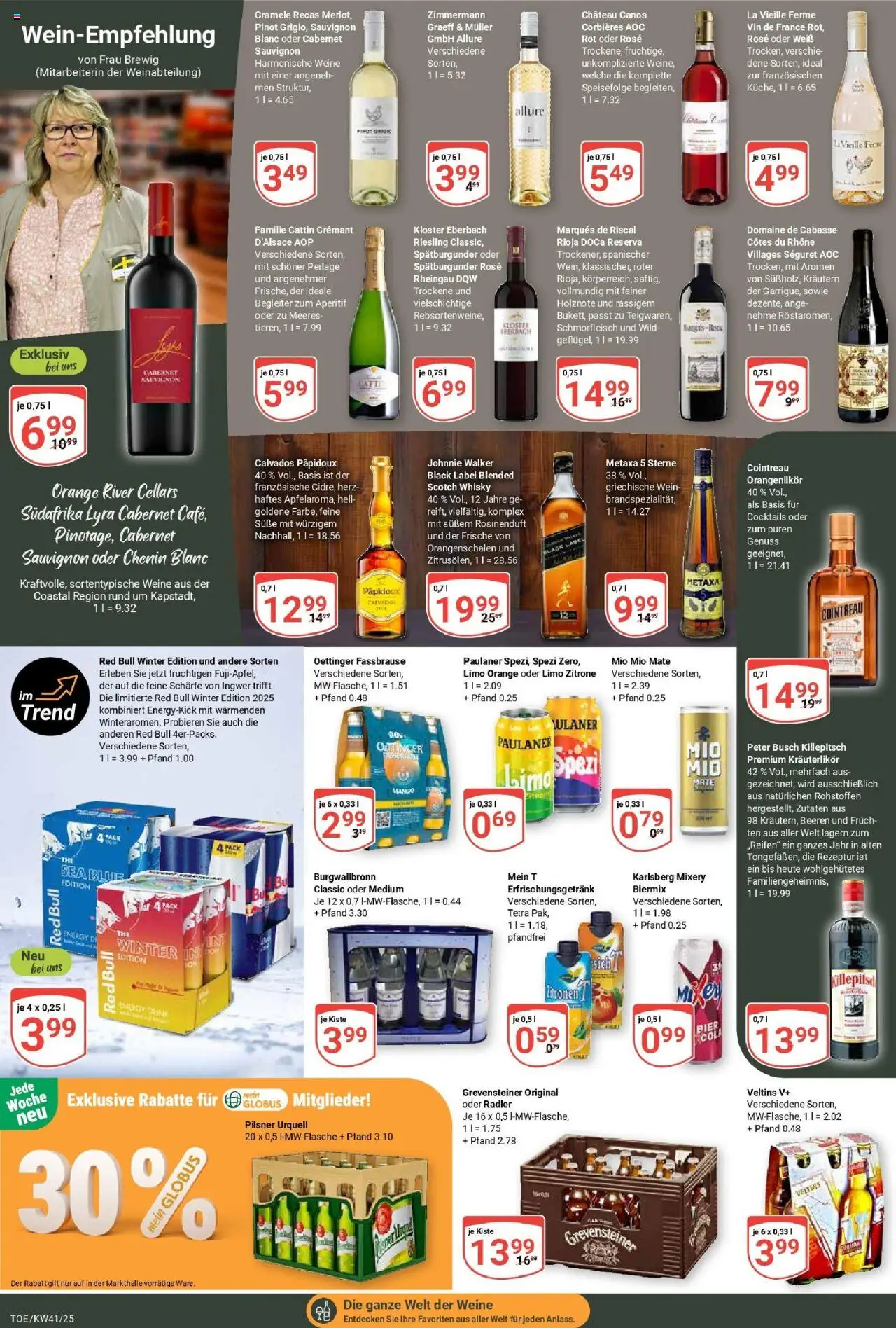 Globus prospekt Tönisvorst	 – gültig ab 06.10.2025 | Seite: 18 | Produkte: Red bull, Metaxa, Zitrone, Mixery