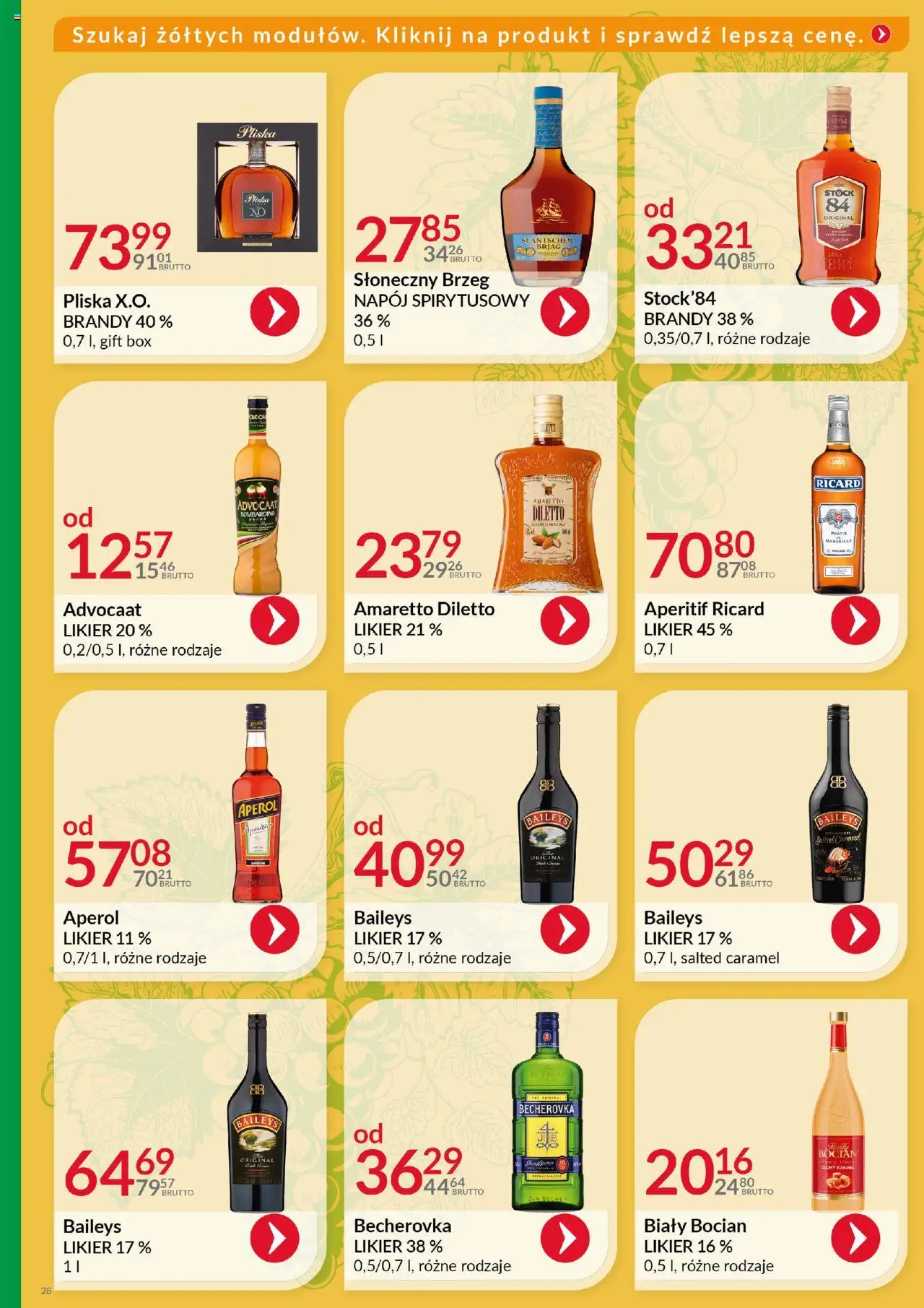 Eurocash Gazetka - Katalog Alkoholowy od 01.06.2025 | Strona: 28 | Produkty: Baileys, Becherovka, Pliska brandy, Amaretto