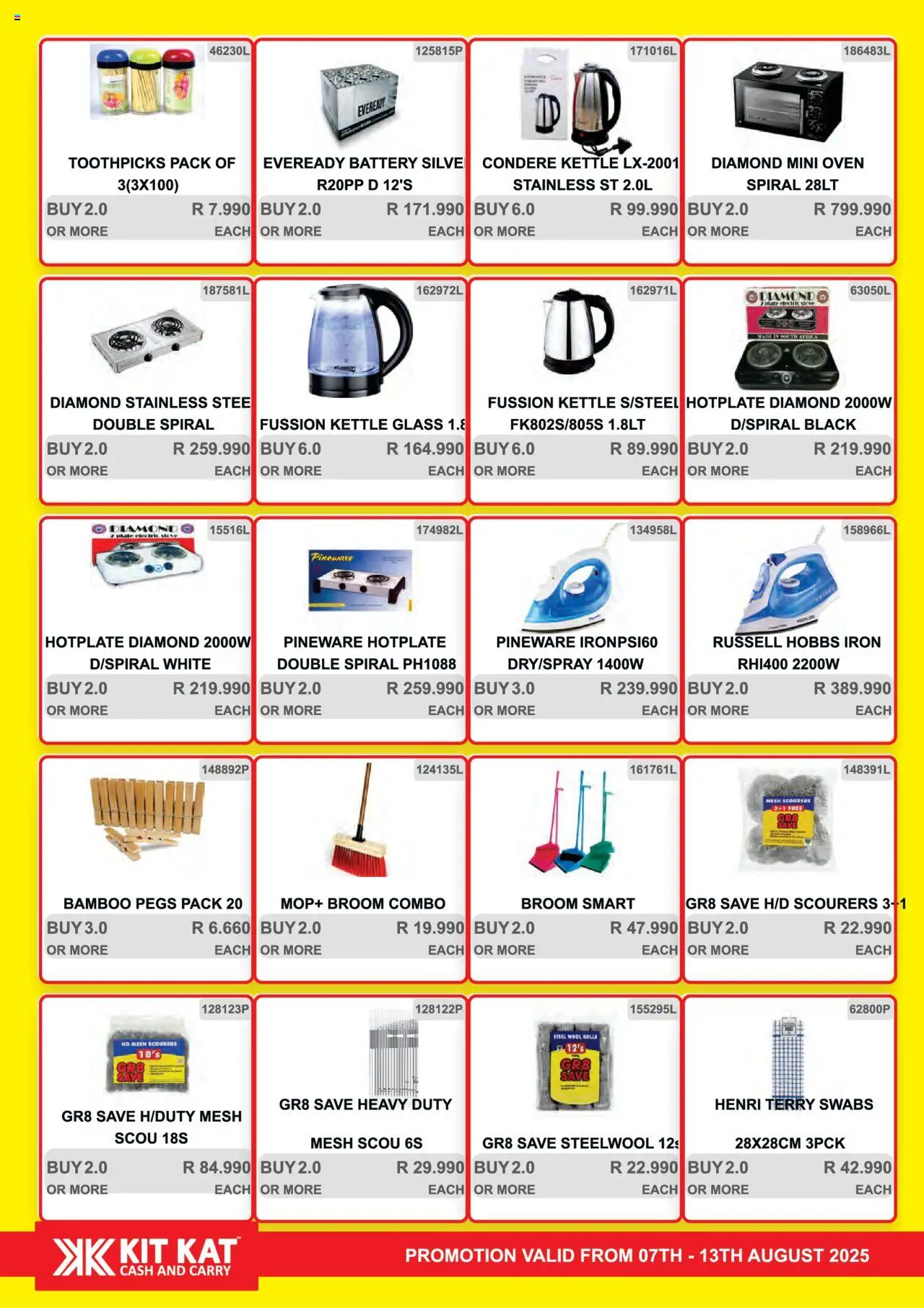 KIT KAT Cash & Carry Weekly Traders Special │ valid from 07.08.2025 | Page: 32 | Products: Kettle, Iron, Battery, Broom