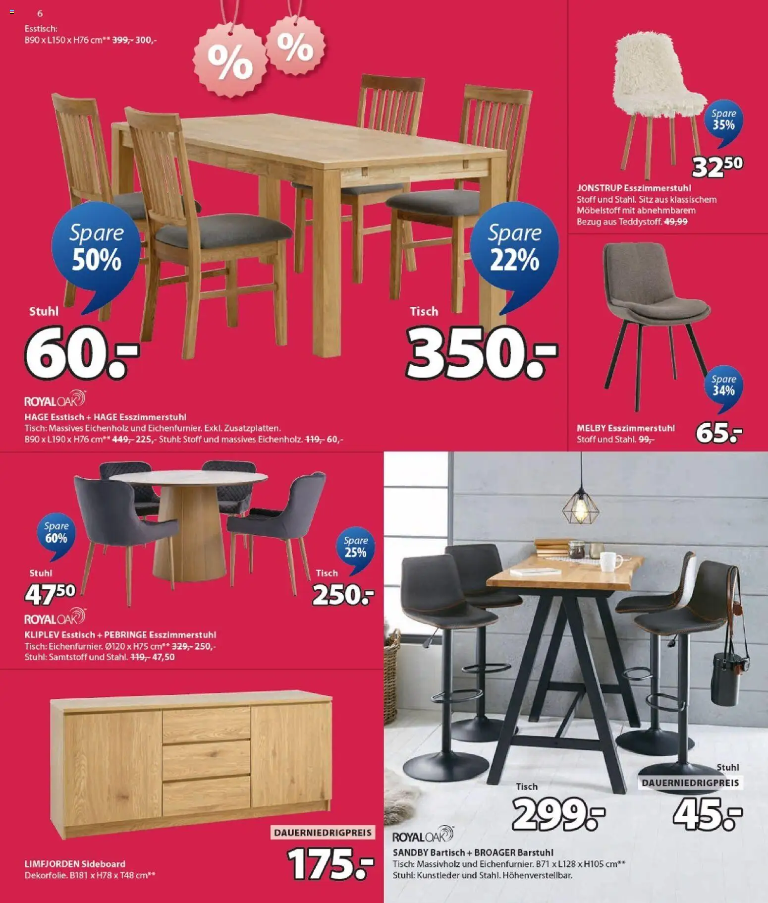 Angebote JYSK – gültig ab 30.12.2025 | Seite: 6 | Produkte: Sideboard, Bartisch, Tisch, Stuhl