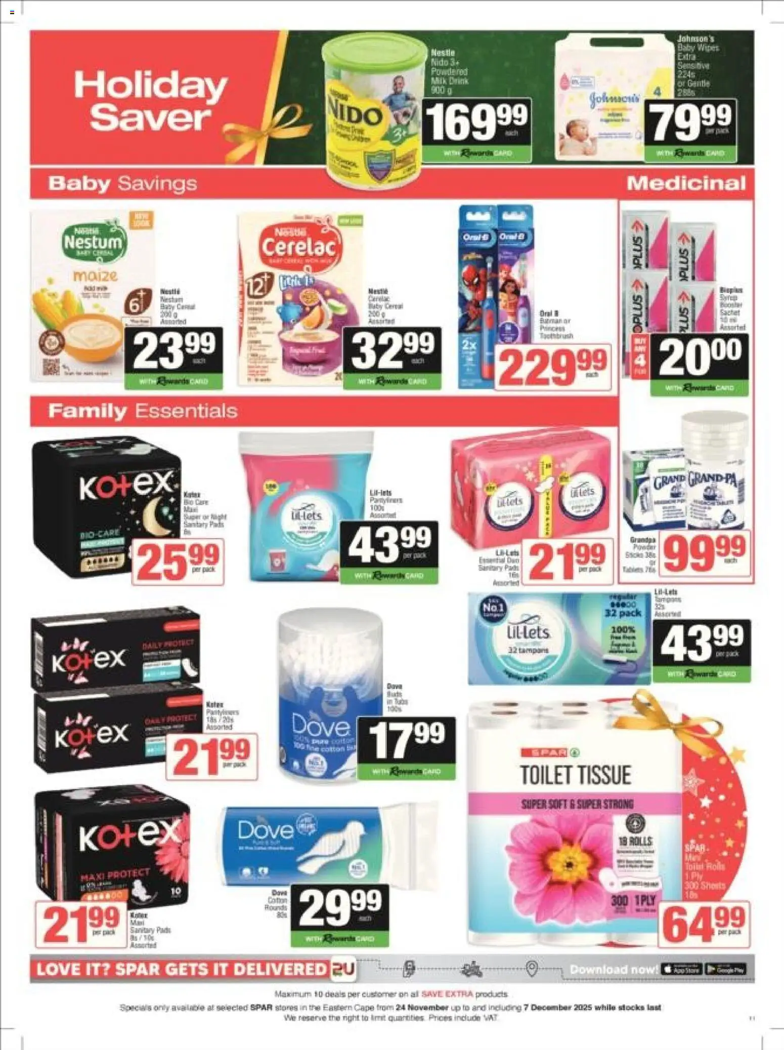 New Spar catalogue – valid from 24.11.2025 | Page: 11 | Products: Shorts, Toilet, Pads, Toothbrush