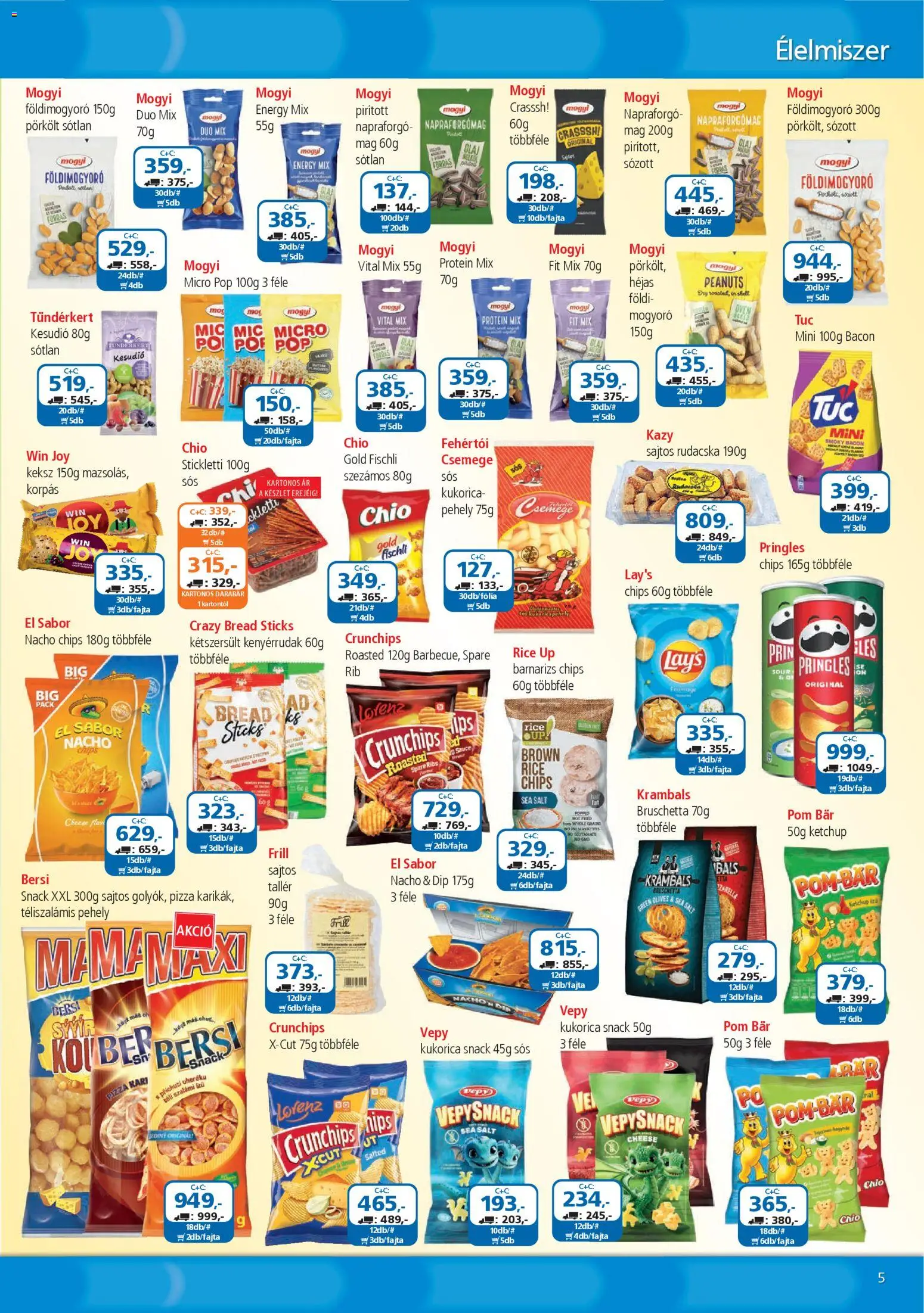 ÁRKLUB akciós ujság - amely érvényes a következő dátumtól: 01.04.2026 | Oldal: 5 | Termékek: Chips, Pizza, Pehely, Keksz