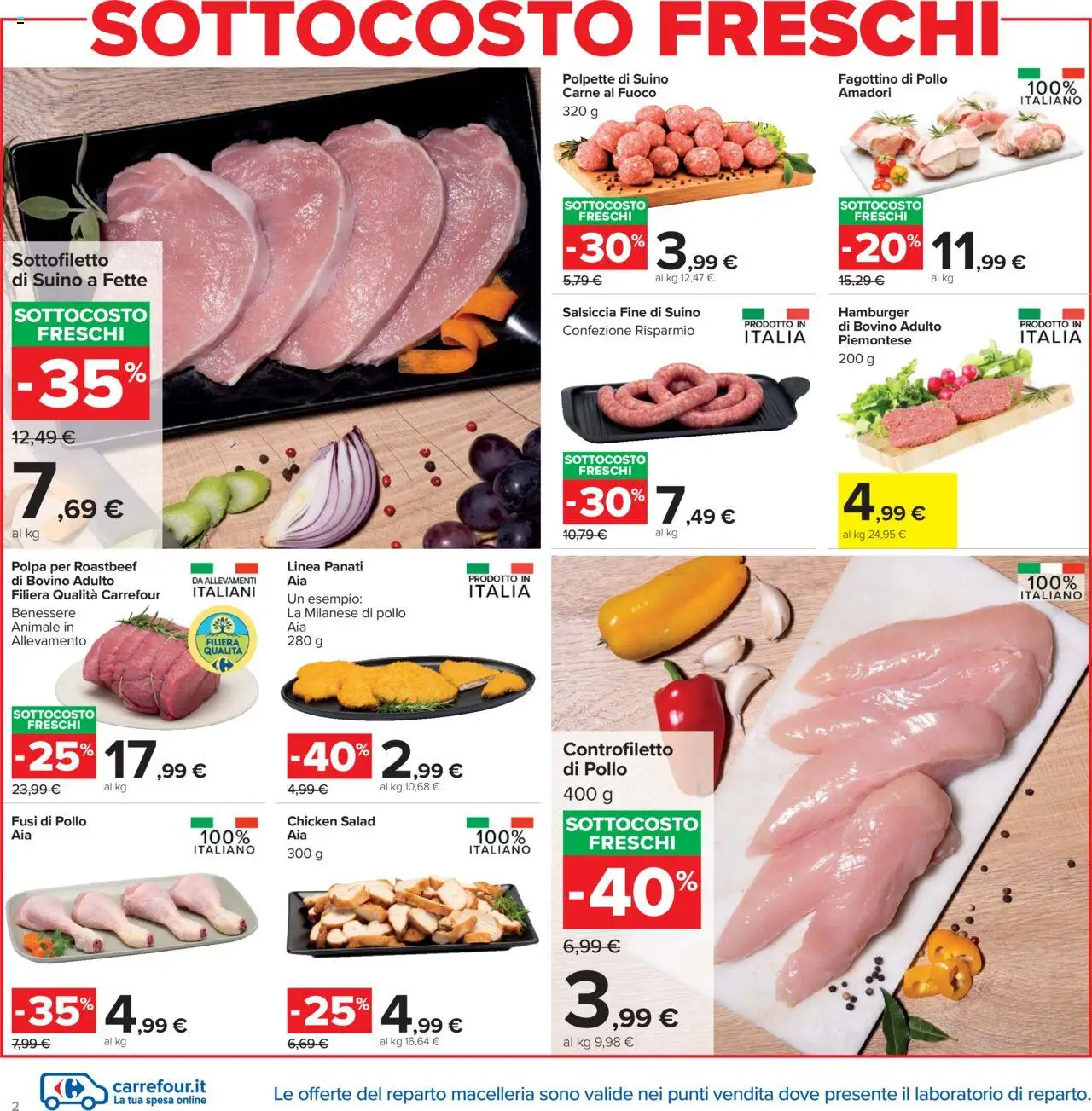 Volantino Carrefour del 20.10.2025 | Pagina: 2 | Prodotti: Bovino, Suino, Salsiccia, Polpette