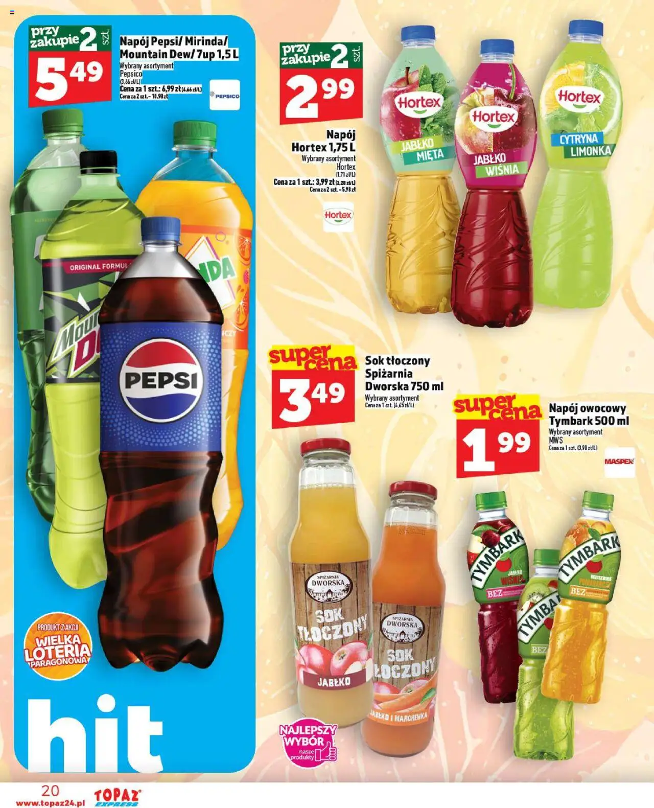 Topaz Gazetka - Express od 02.10.2025 | Strona: 20 | Produkty: Cytryna, Limonka, Pepsi, Mięta