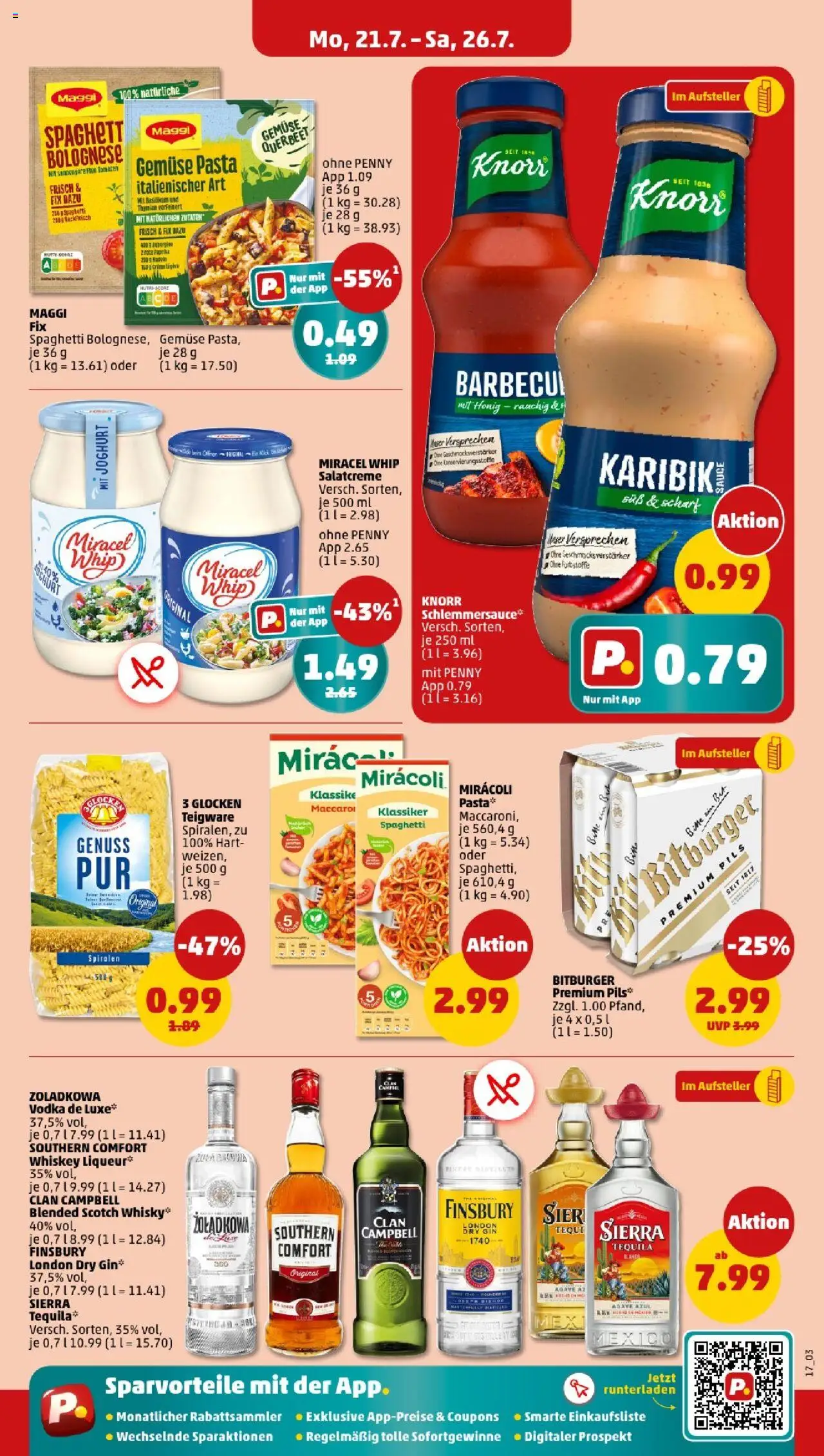 Penny Hamburg - gültig ab dem 21.07.2025 | Seite: 17 | Produkte: Bitburger, Miracel whip, Gemüse, Pasta
