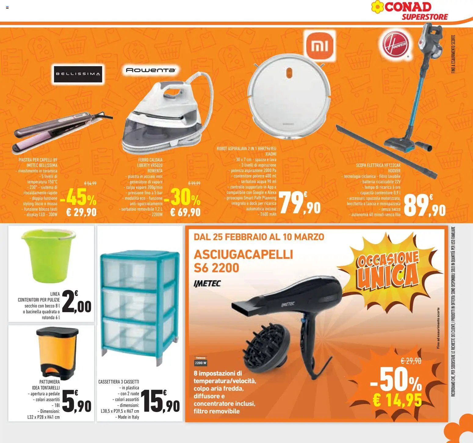 Volantino Conad del 25.02.2026 | Pagina: 29 | Prodotti: Scopa elettrica, Secchio, Contenitore, Generatore