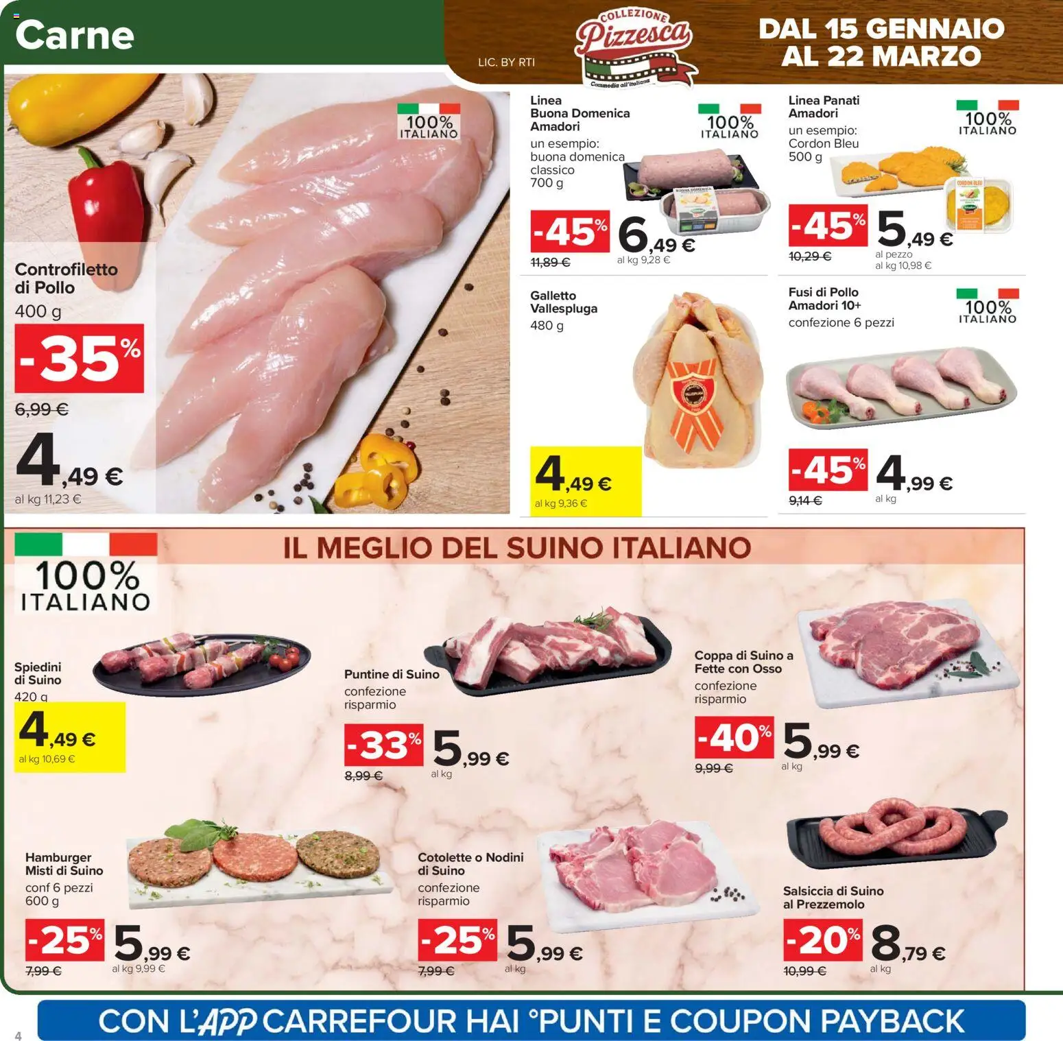Volantino Carrefour del 17.02.2026 | Pagina: 4 | Prodotti: Pollo, Prezzemolo, Hamburger, Spiedini