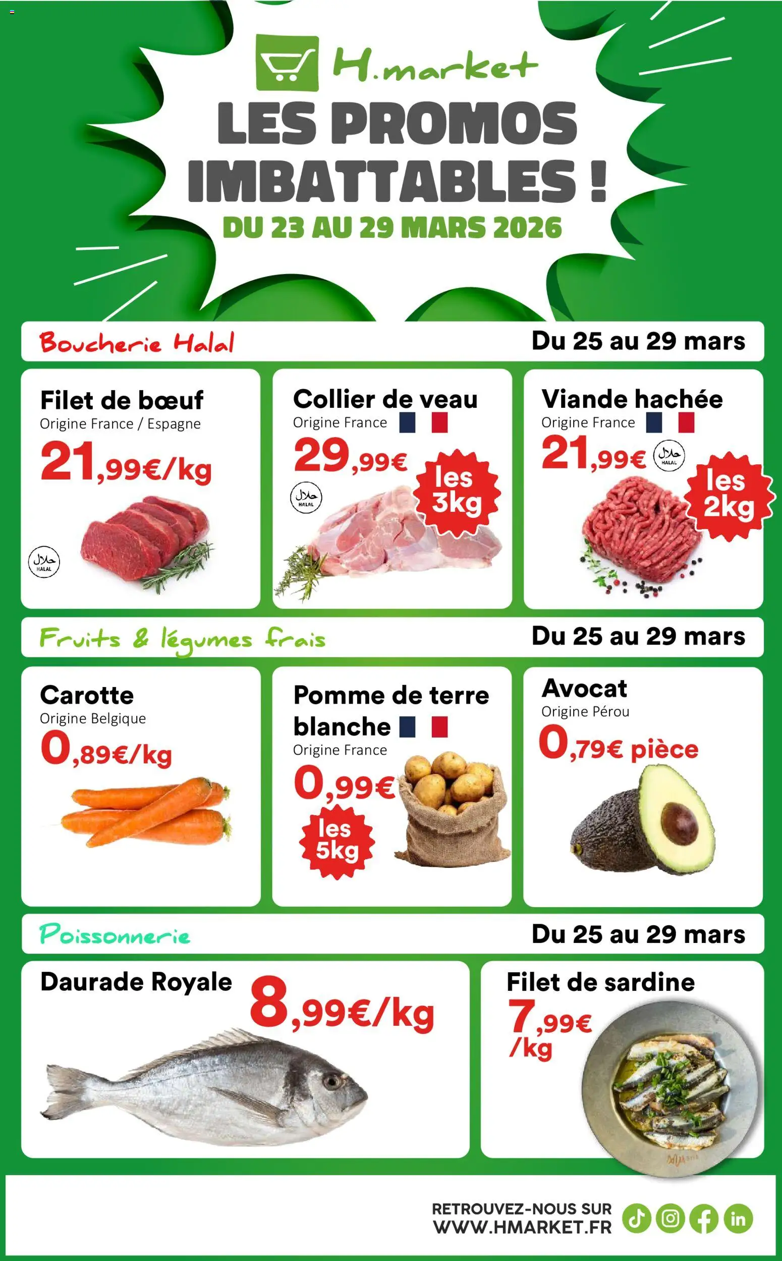 {H1} | Page: 1 | Produits: Pomme, Pomme de terre, Carotte, Daurade royale