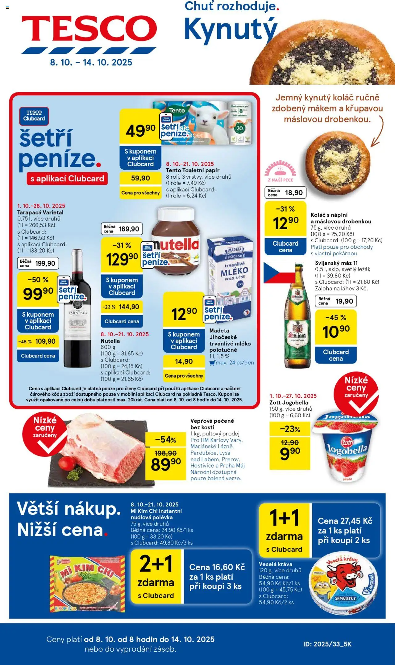 Tesco leták - Hypermarket od 08.10.2025 | Strana: 1 | Produkty: Toaletní papír, Svijanský Máz, Samolepky, Jogobella