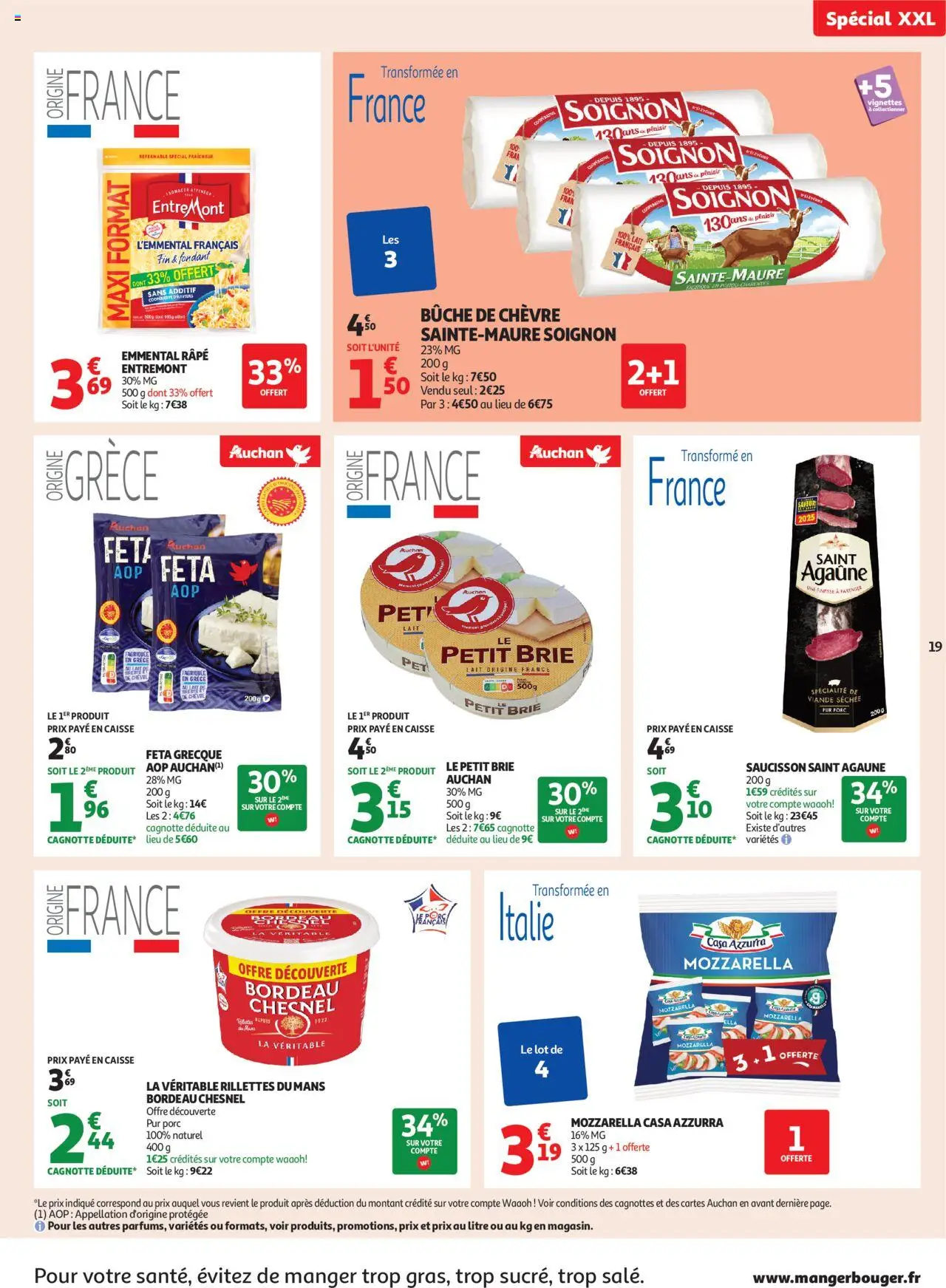  | Page: 19 | Produits: Emmental, Mozzarella, Lait, Viande
