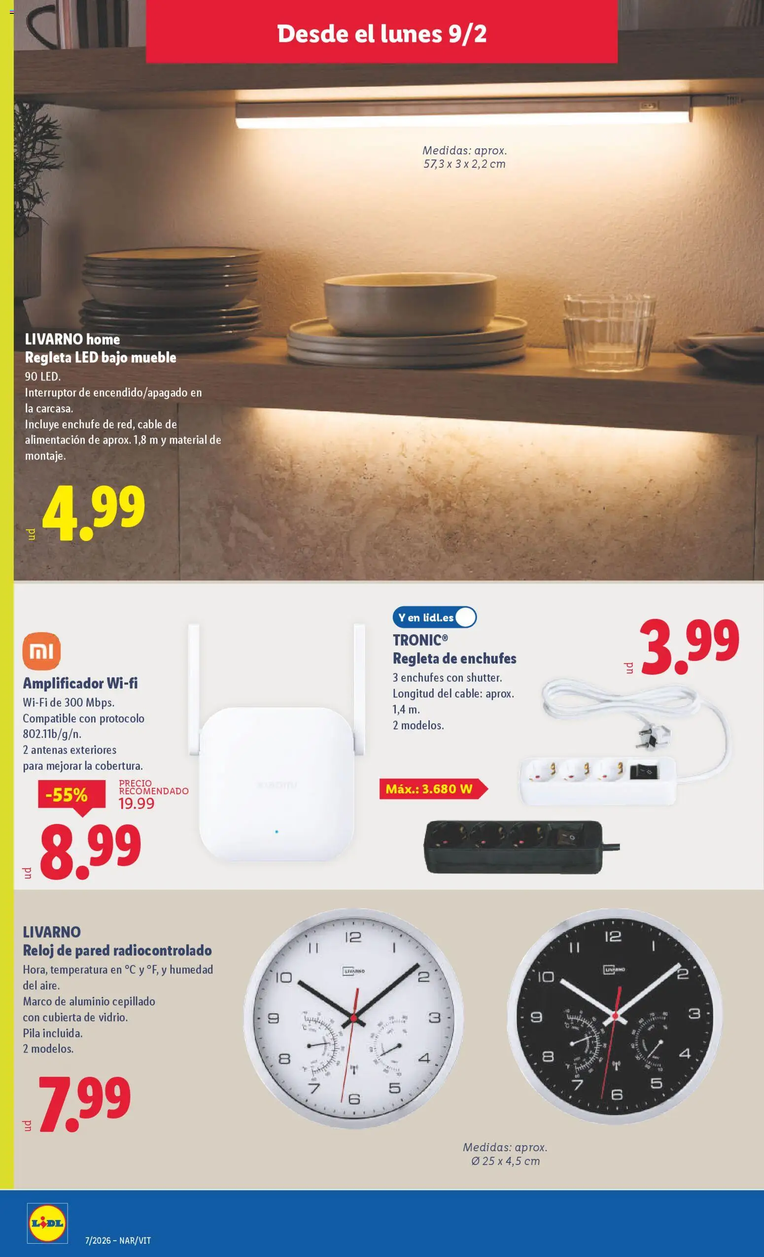 Lidl folleto de bazar │ válido desde el 09.02.2026 | Página: 10 | Productos: Reloj, Cable, Marco, Enchufe