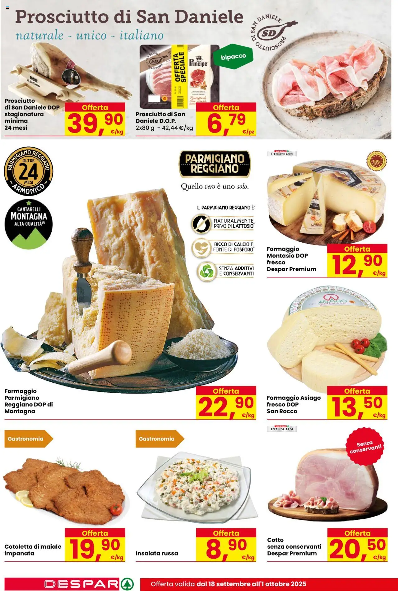 Volantino Despar del 18.09.2025 | Pagina: 10 | Prodotti: Formaggio, Prosciutto, Parmigiano, Insalata russa